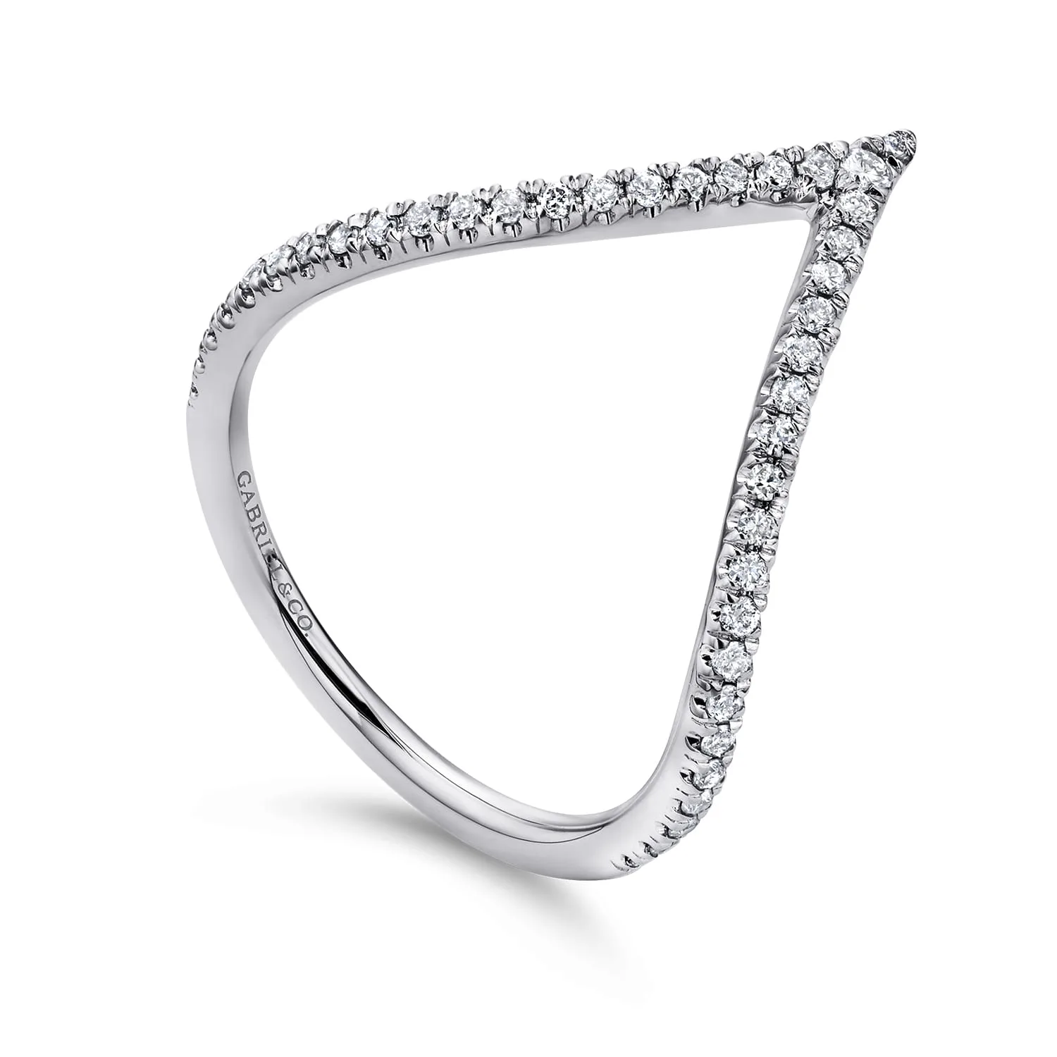 Diamond Chevron Ring in 14K White Gold, photograph 3