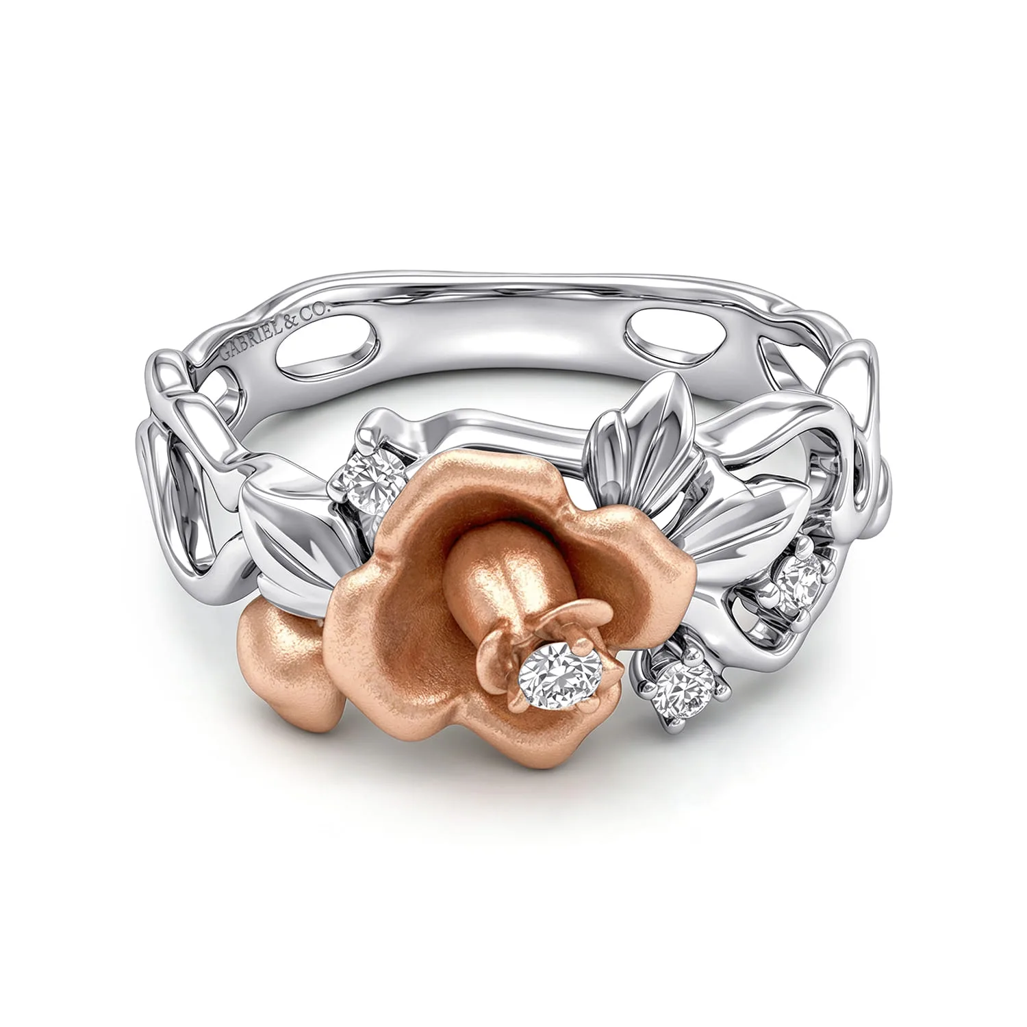 Floral Cluster Ring with Diamond Accents