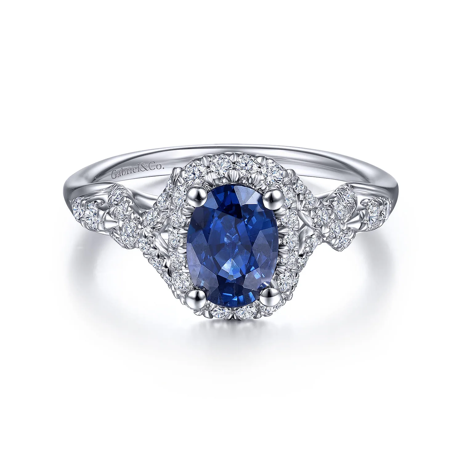 Oval Sapphire and Diamond Halo Ring