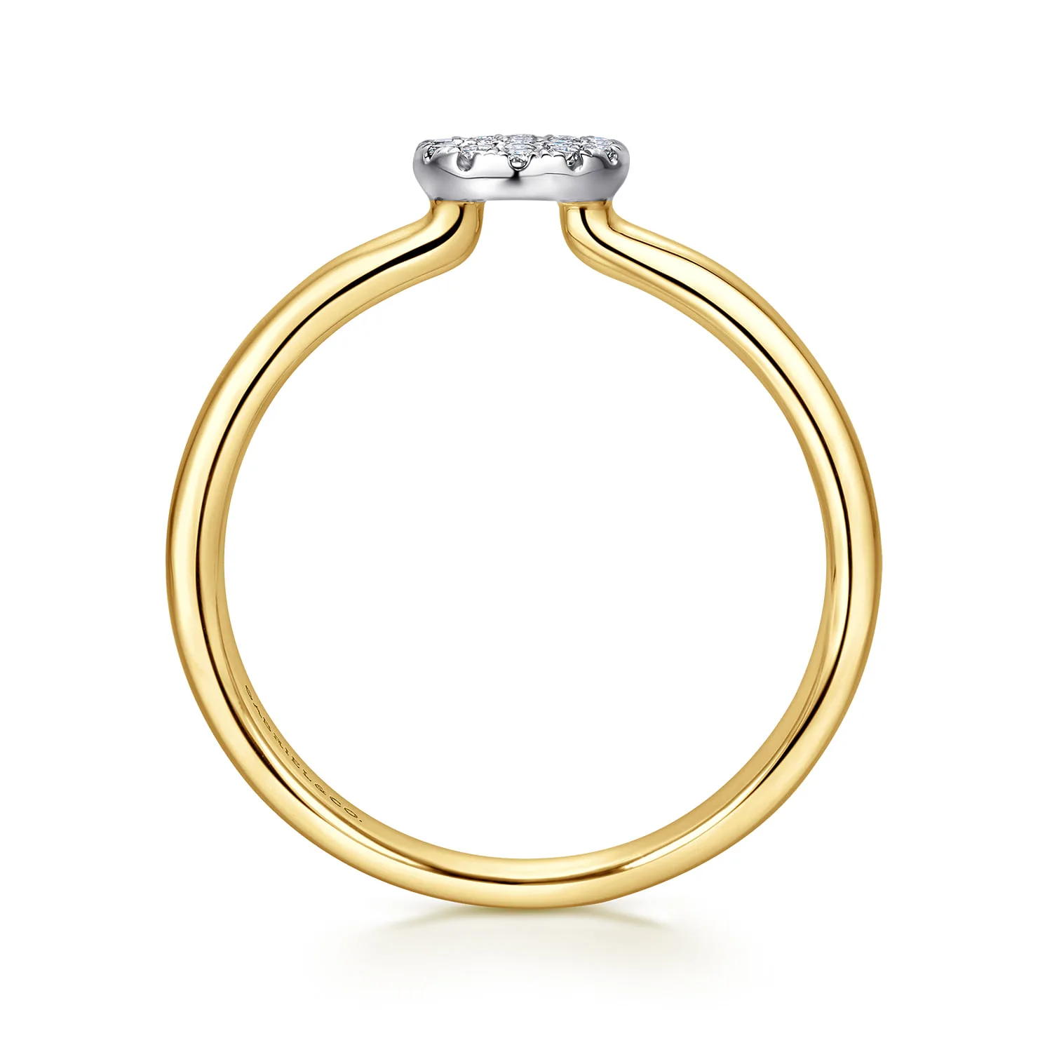 Classic Diamond Pave Promise Ring in 14K White/Yellow Gold, photograph 2