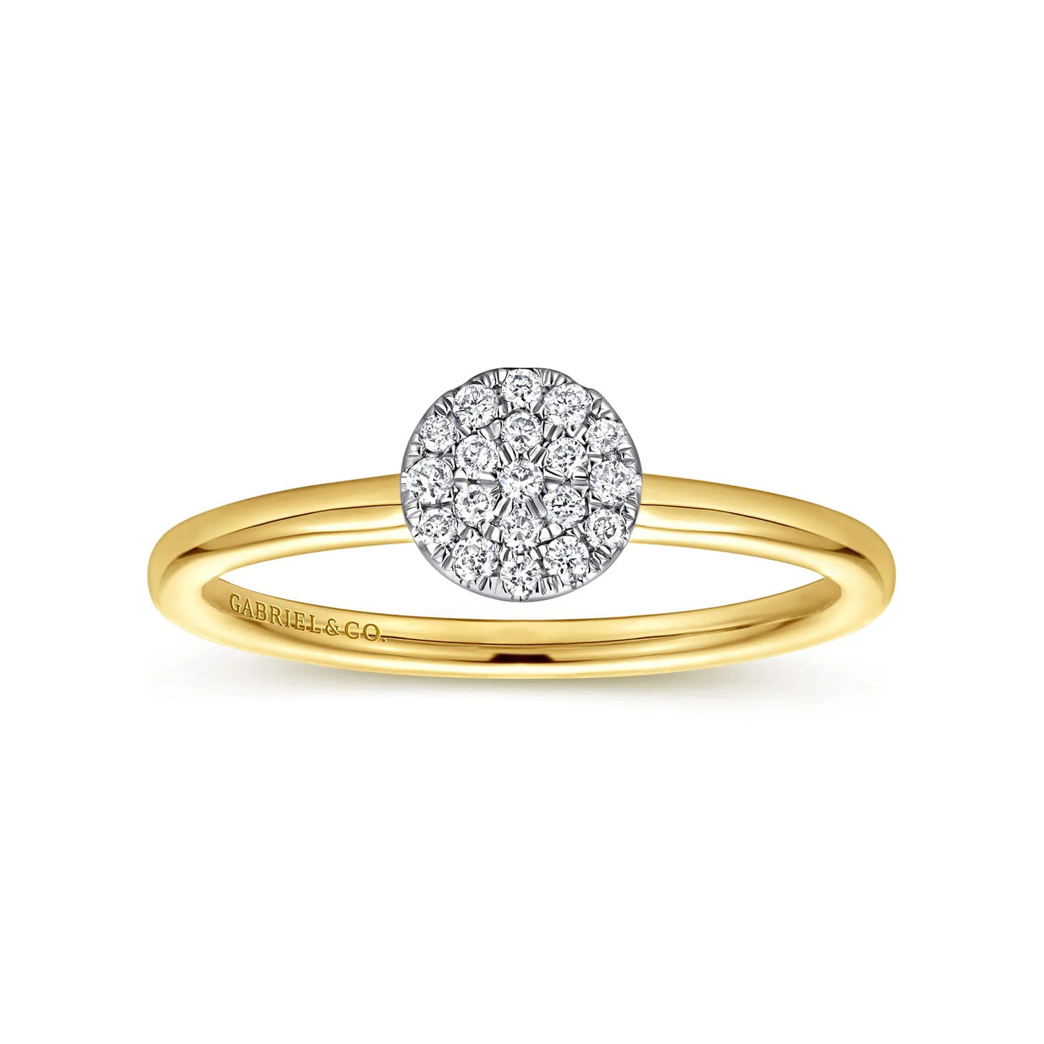 Classic Diamond Pave Promise Ring in 14K White/Yellow Gold, photograph 4