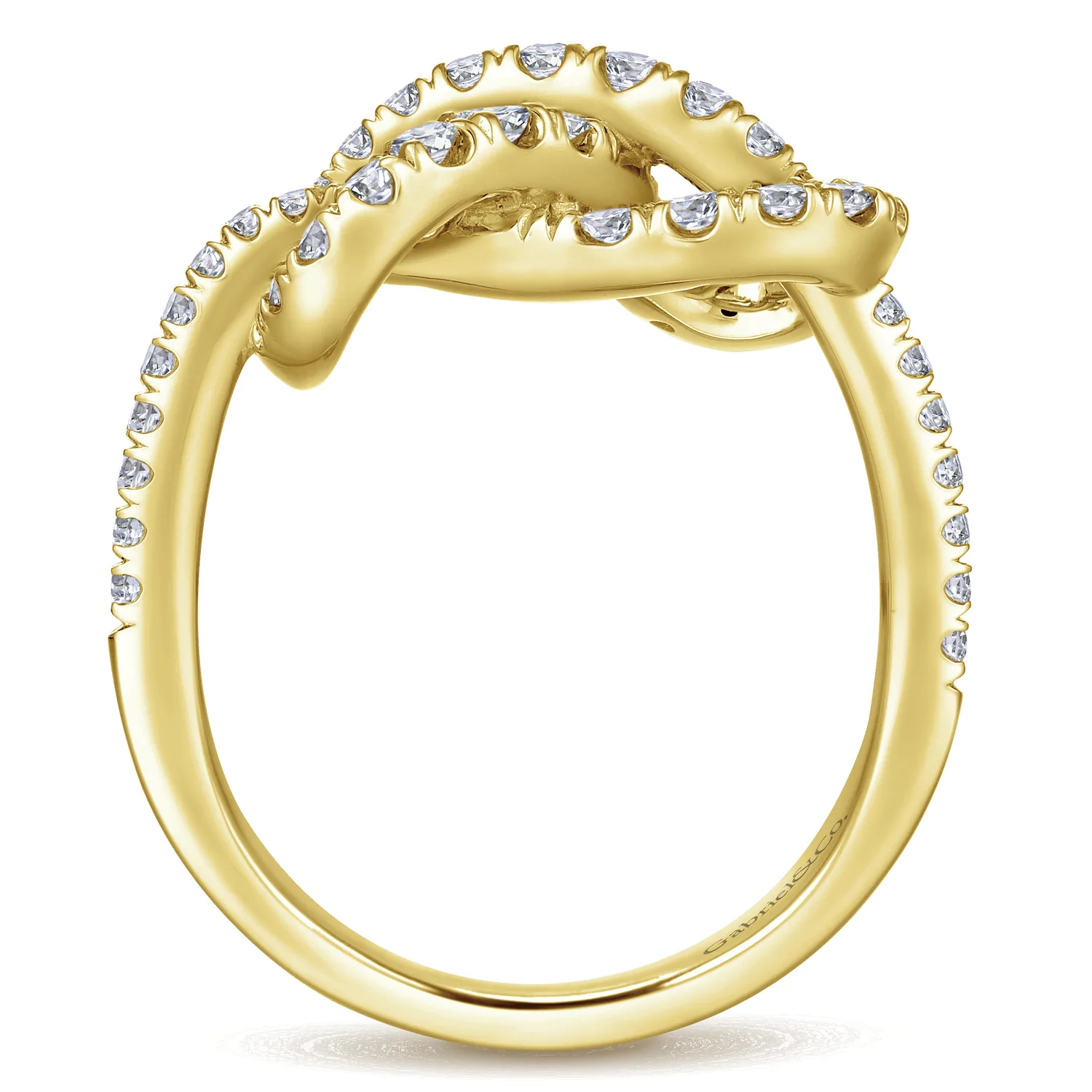 Twisted Pretzel Diamond Ring in 14K Yellow Gold, photograph 2