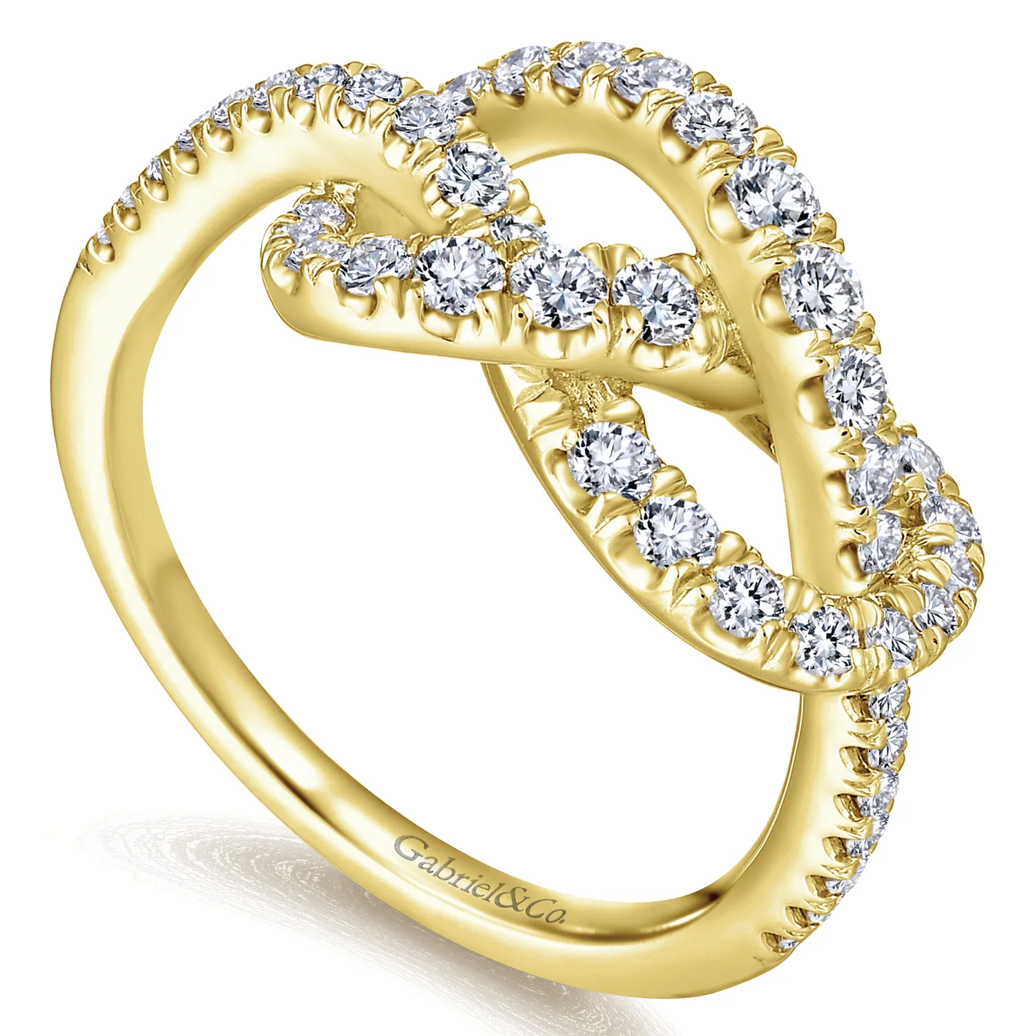 Twisted Pretzel Diamond Ring in 14K Yellow Gold, photograph 3