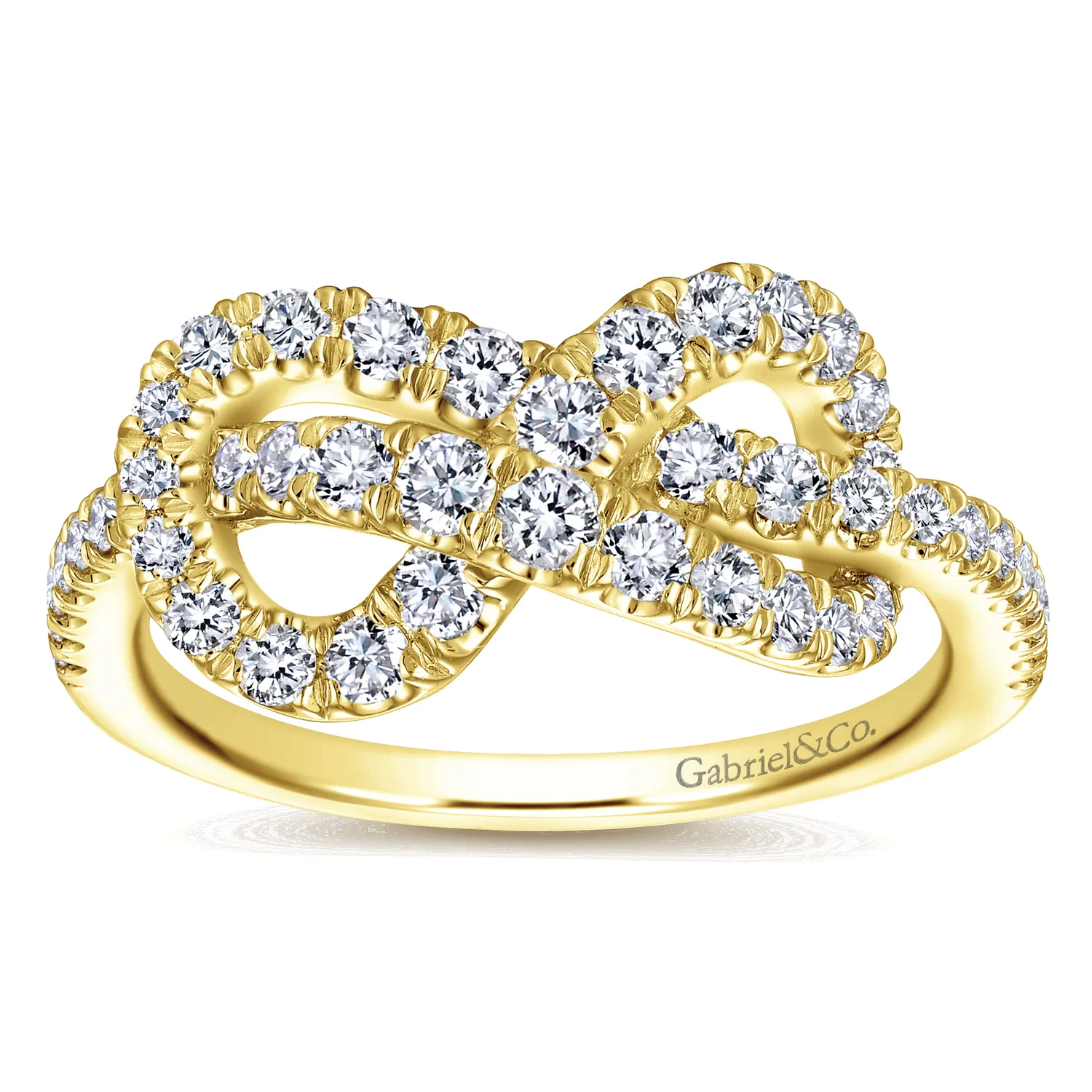 Twisted Pretzel Diamond Ring in 14K Yellow Gold, photograph 4
