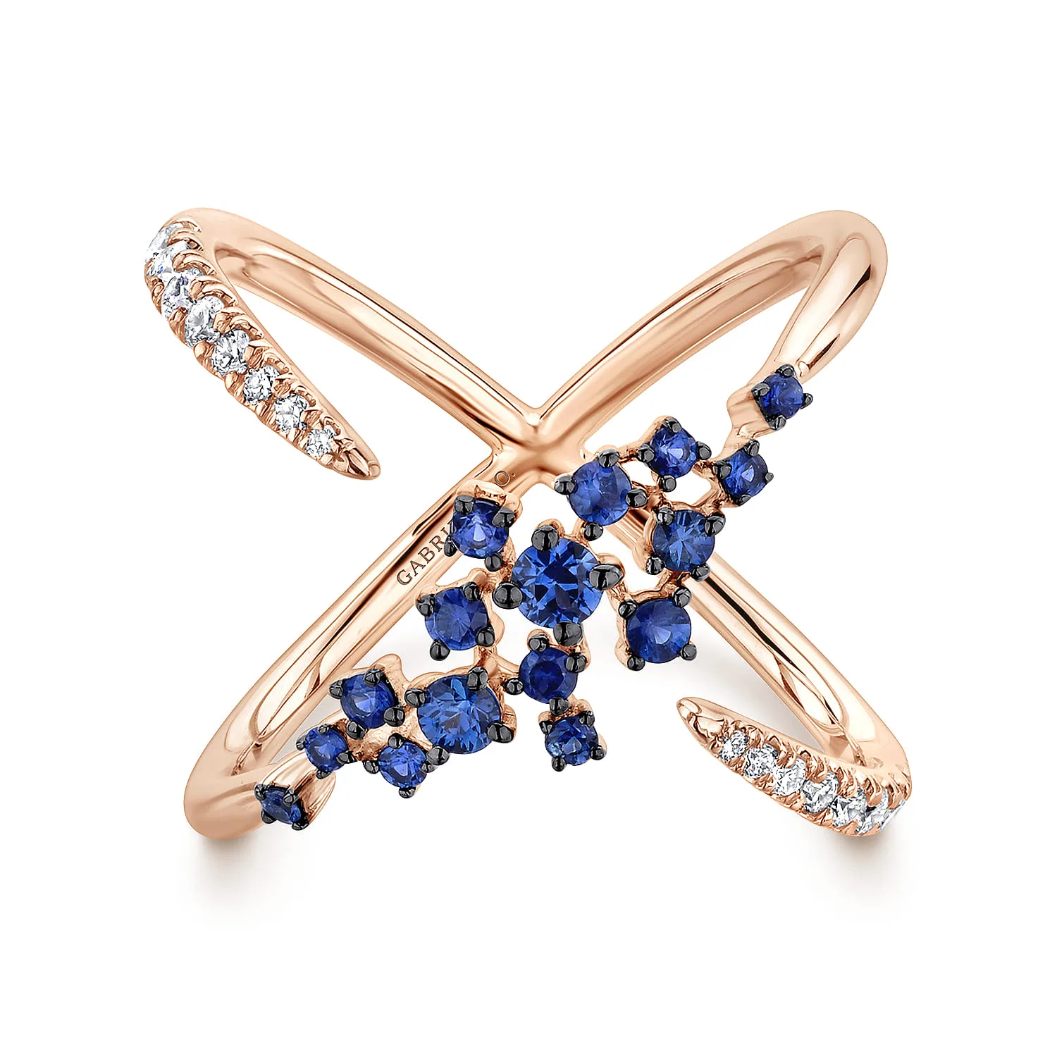 Modern Scattered Sapphire and Diamond Open Ring