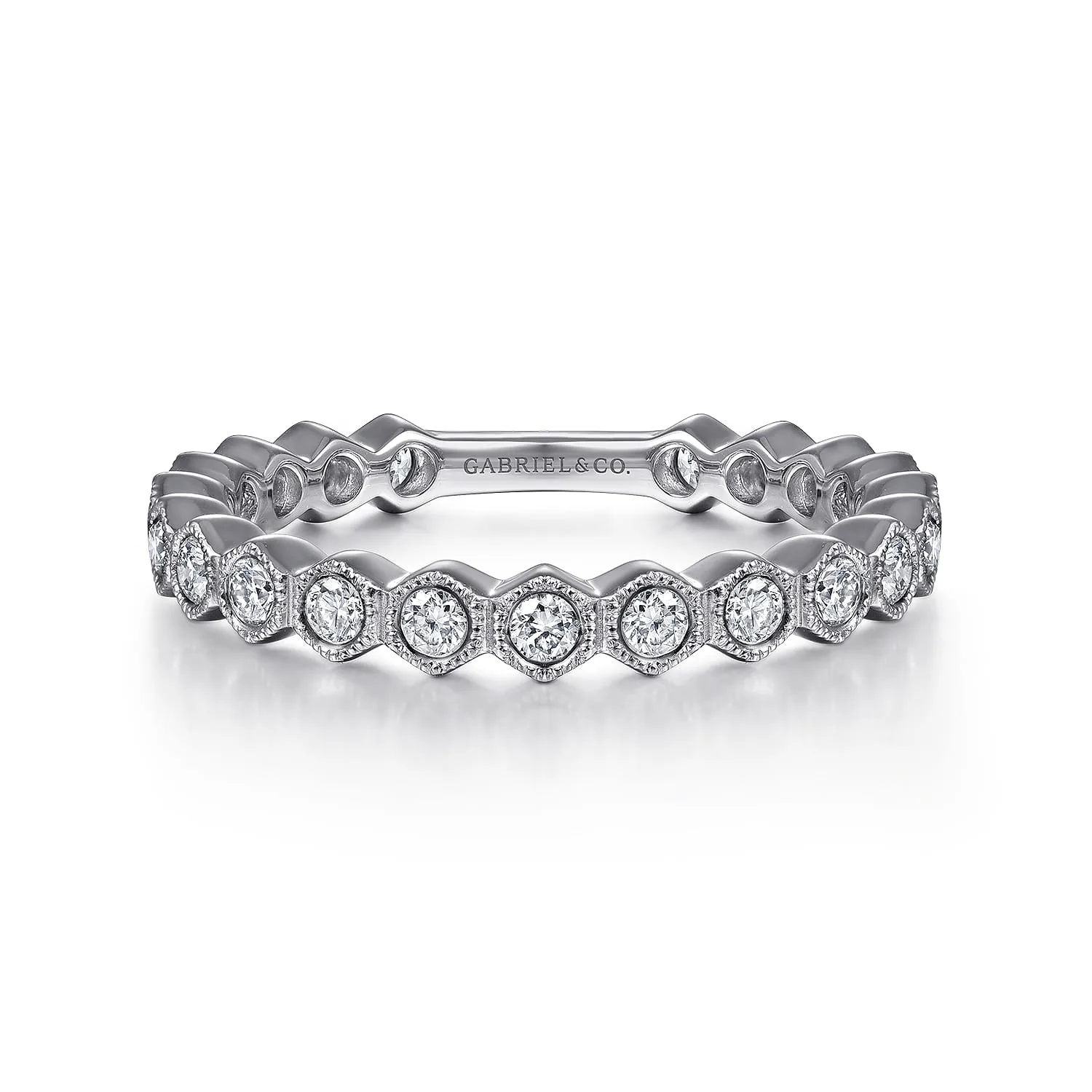 Hexagonal Station Stackable Diamond Ring