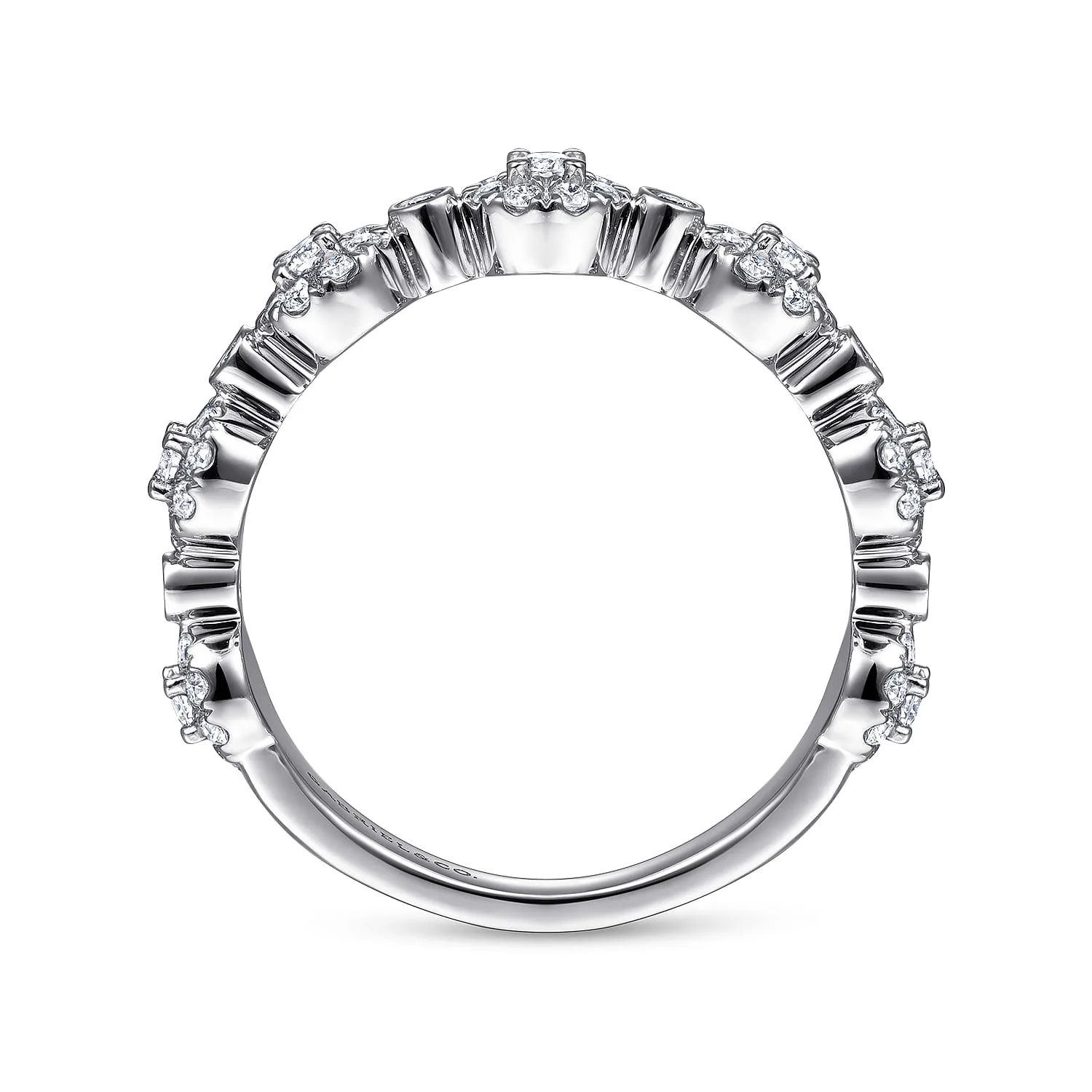 Diamond Pave Station Stackable Ring in 14K White Gold, photograph 2