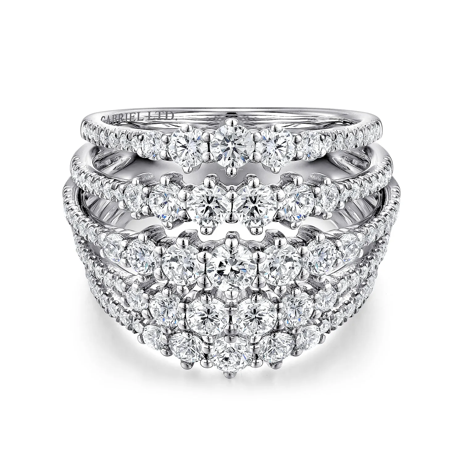 Multi Row Diamond Station Ring