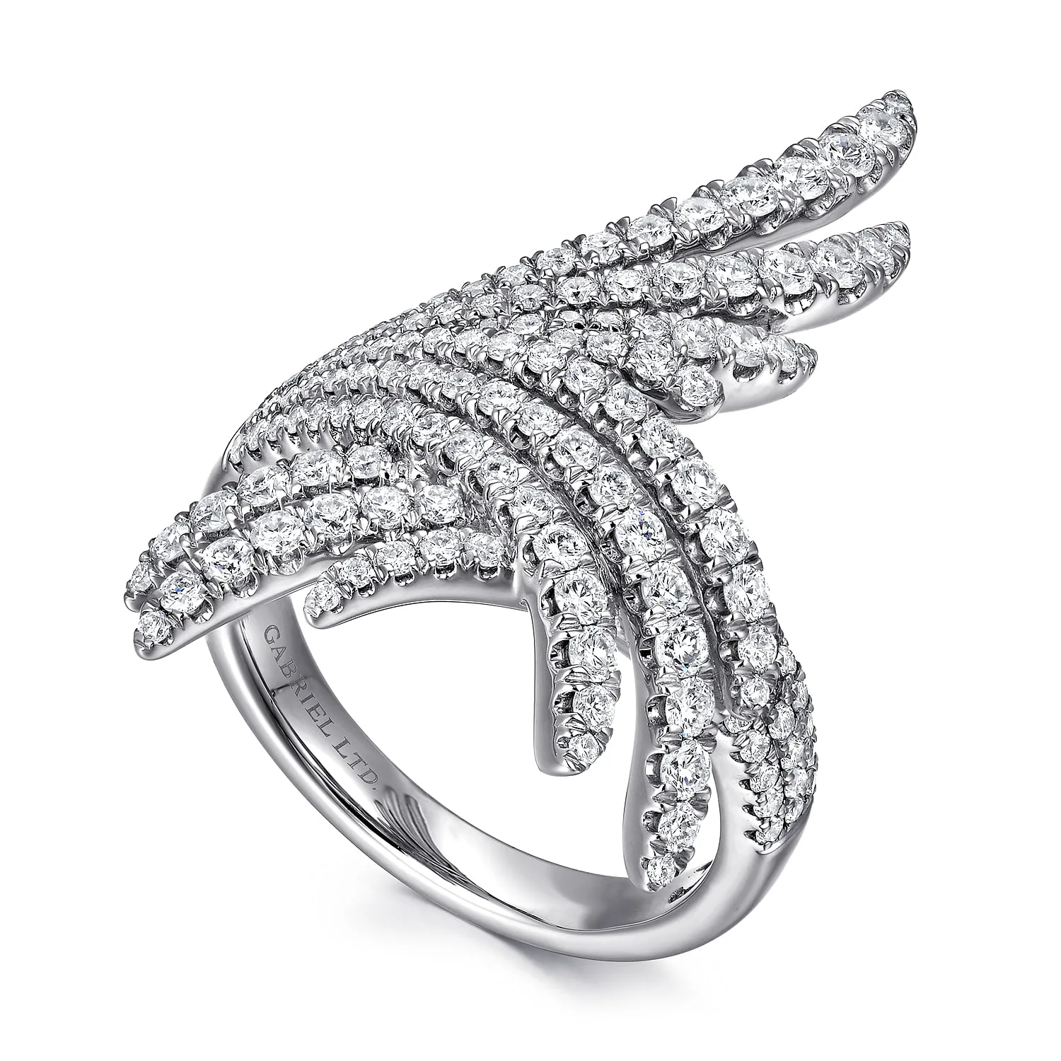 Intersecting Diamond Statement Ring in 18K White Gold, photograph 3