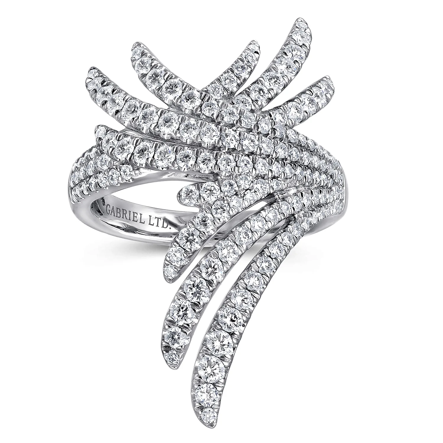 Intersecting Diamond Statement Ring in 18K White Gold, photograph 4