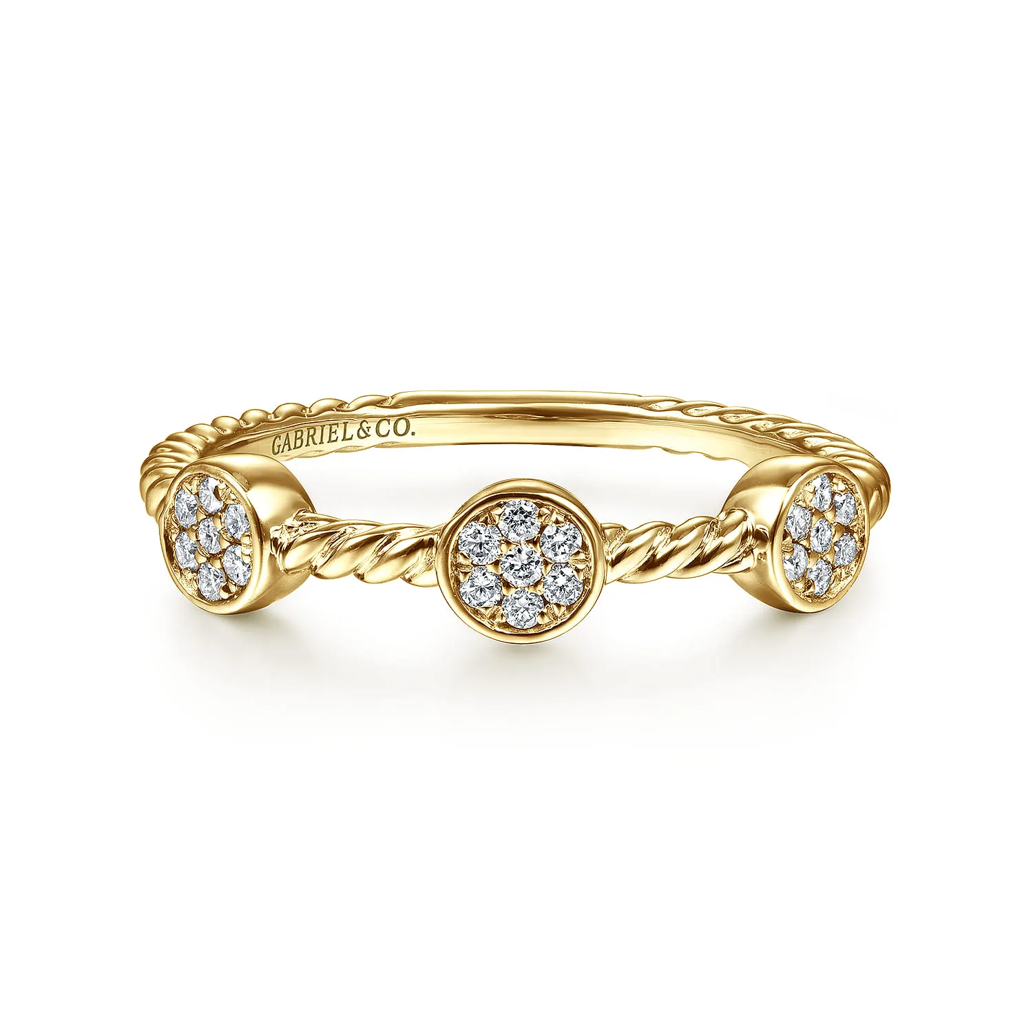 Twisted Rope Cluster Diamond Station Stackable Ring