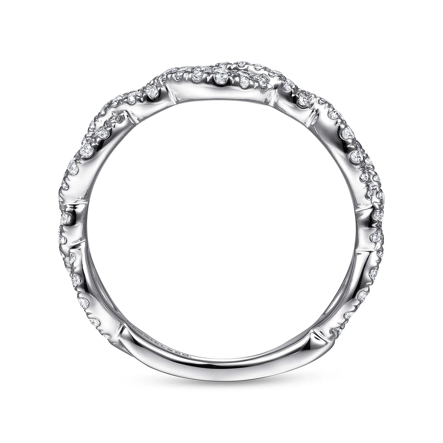 Twisted Pave Diamond Stackable Ring in 14K White Gold, photograph 2