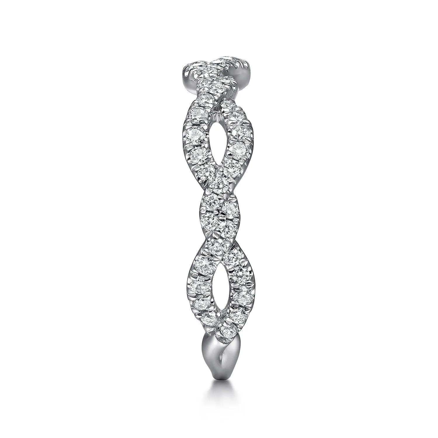 Twisted Pave Diamond Stackable Ring in 14K White Gold, photograph 4