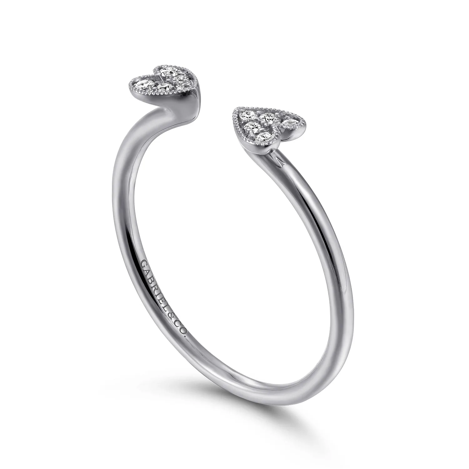 Split Pave Diamond Ring in 14K White Gold, photograph 3