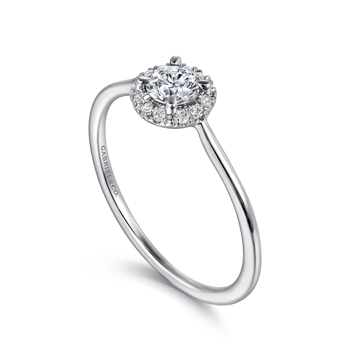 Diamond Halo Ring in 14K White Gold, photograph 3