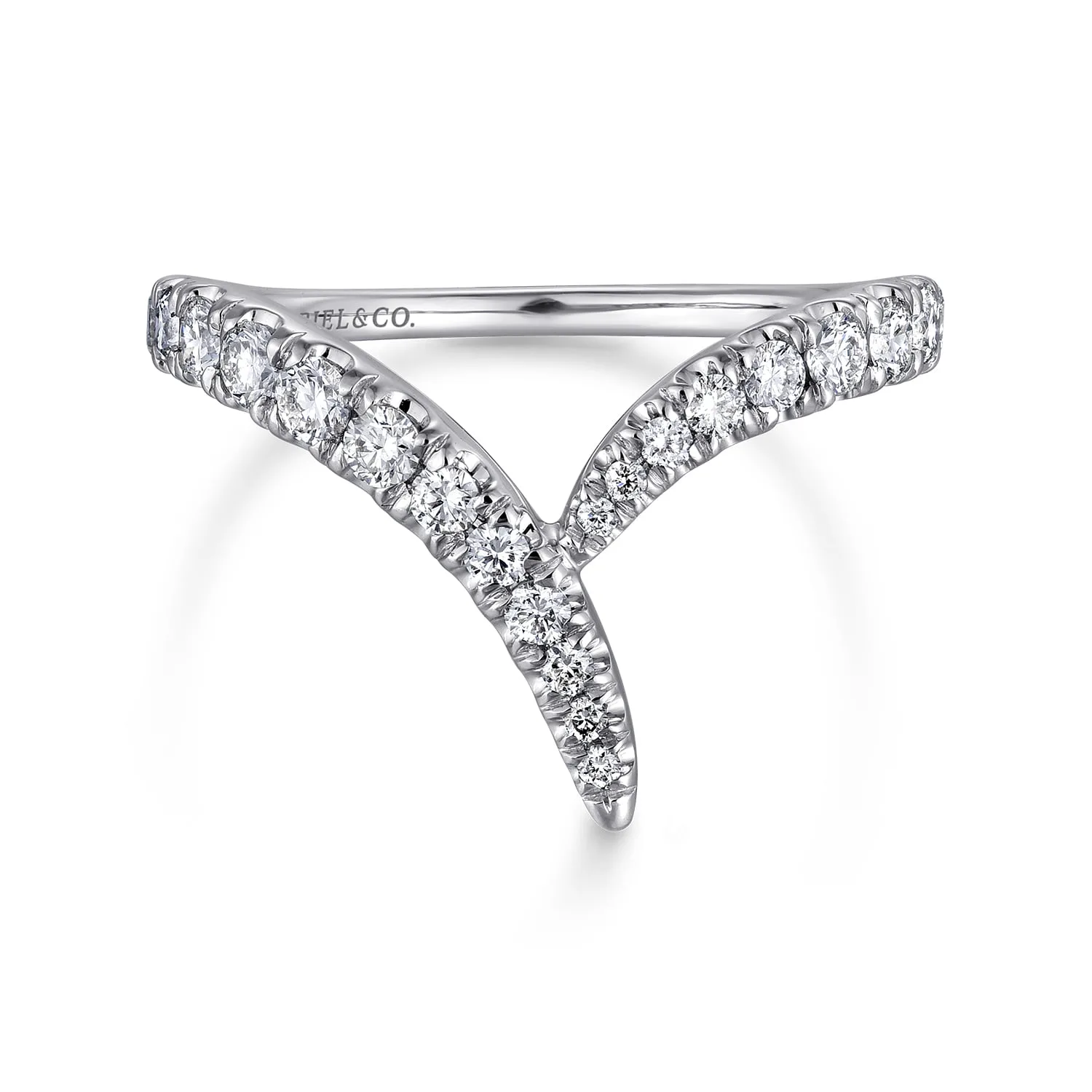 V Shaped Bypass Diamond Ring