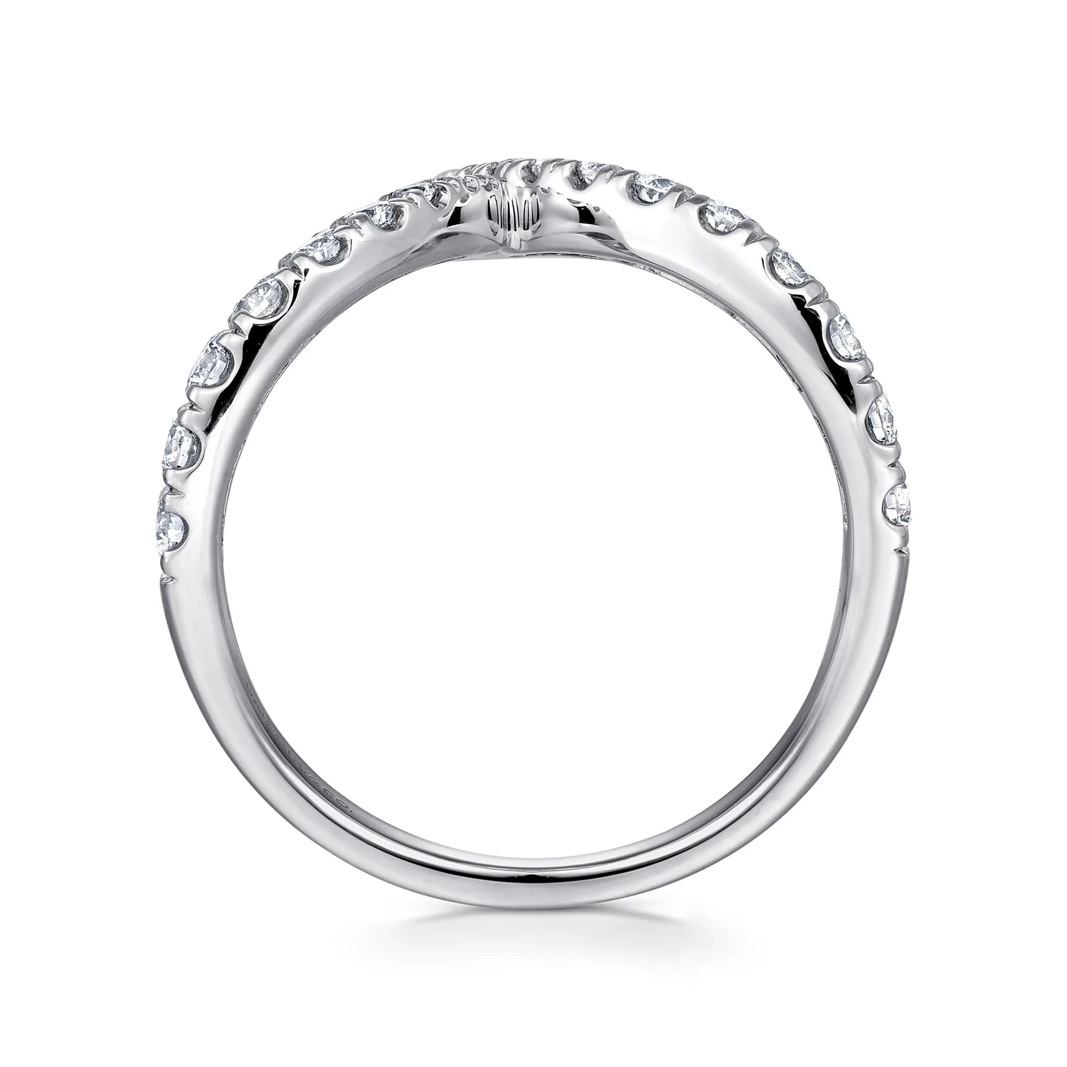 V Shaped Bypass Diamond Ring in 14K White Gold, photograph 2