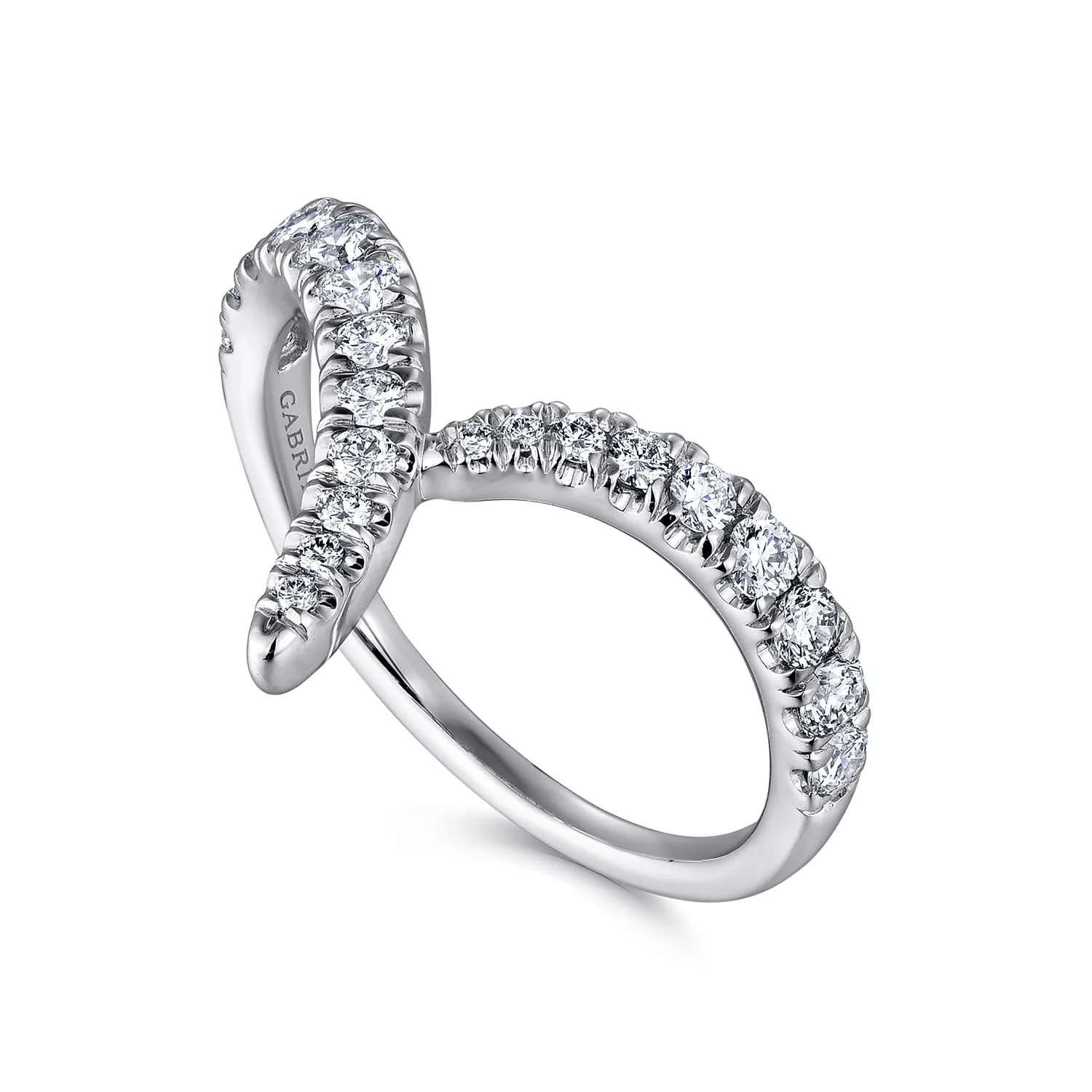 V Shaped Bypass Diamond Ring in 14K White Gold, photograph 3