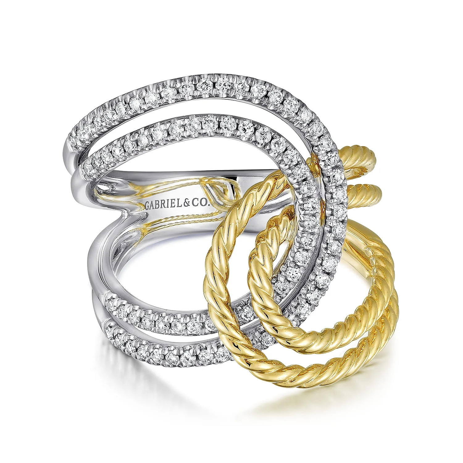Interlocking Loops Wide Band Diamond Ring