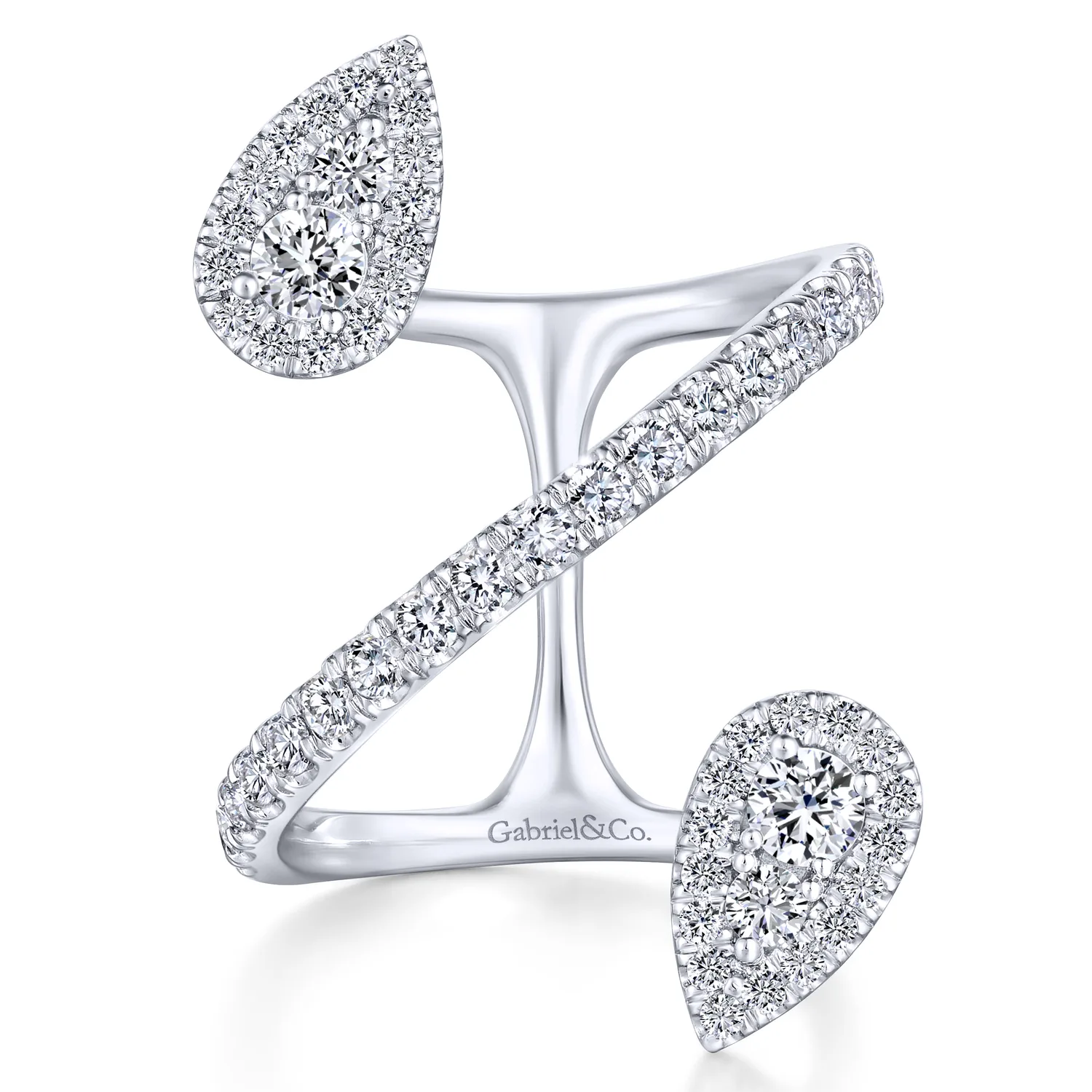 Diamond Pave Teardrops Wrap Ring