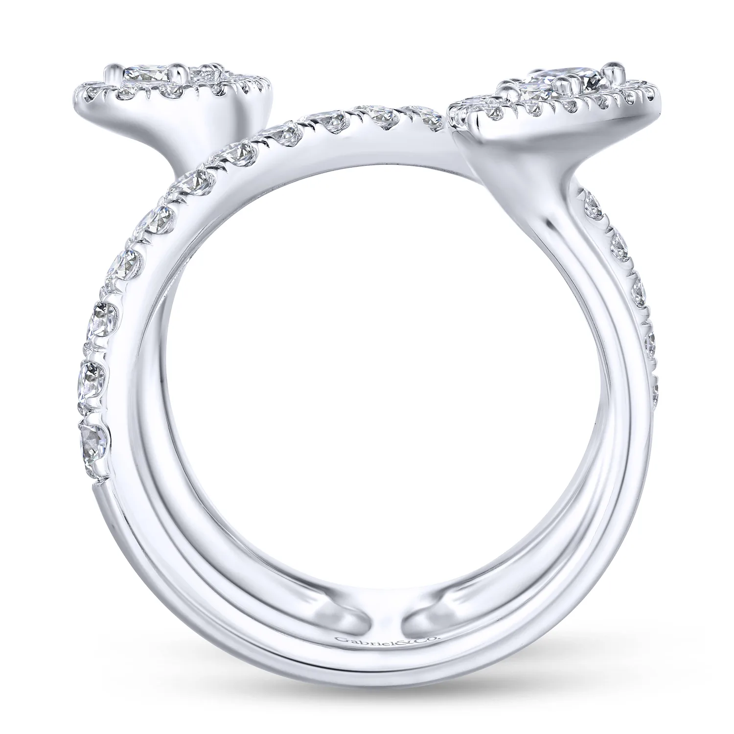 Diamond Pave Teardrops Wrap Ring in 14K White Gold, photograph 2