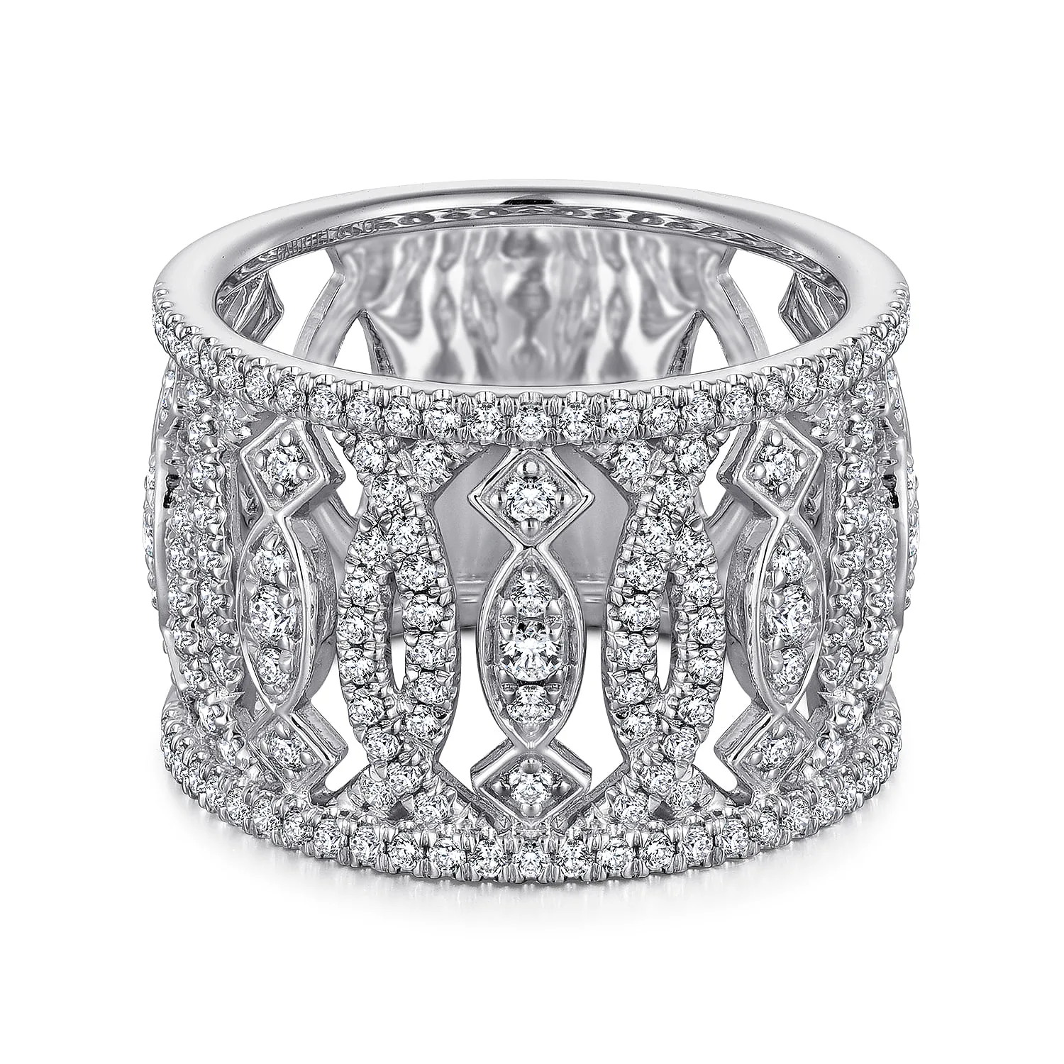 Wide Open Pattern Diamond Ring