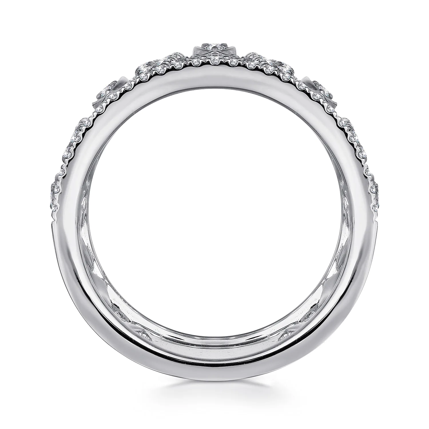 Wide Open Pattern Diamond Ring in 14K White Gold, photograph 2