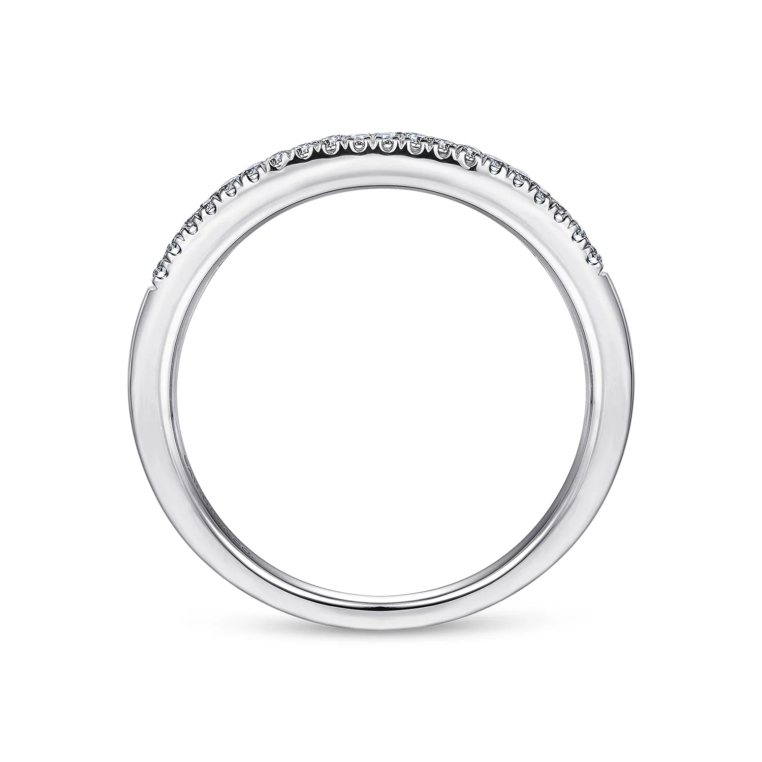Curved Pave Diamond Ring in 14K White Gold, photograph 2