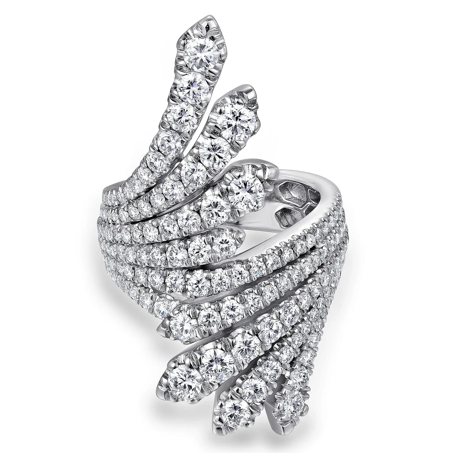 Dramatic Wide Band Diamond Fan Ring