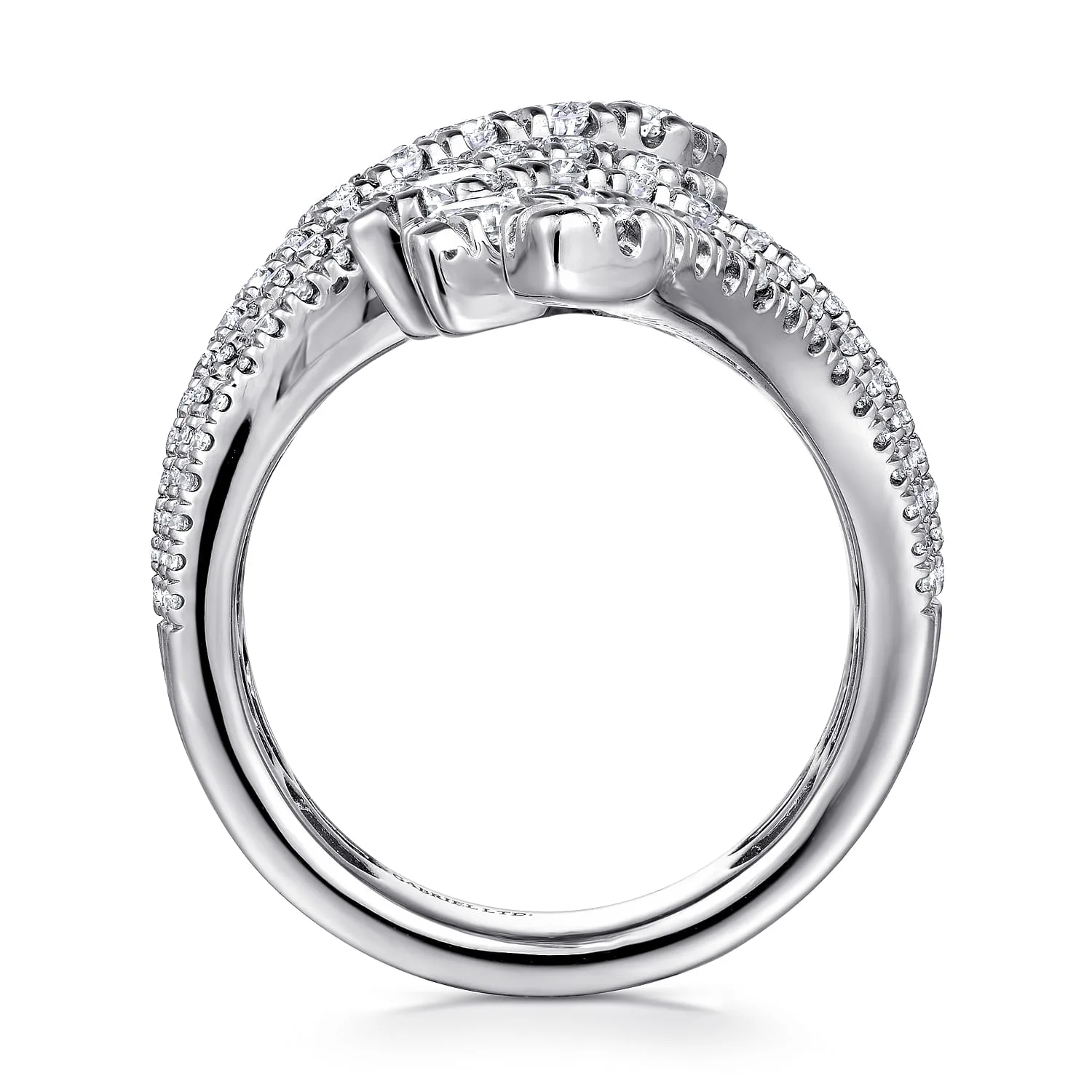 Dramatic Wide Band Diamond Fan Ring in 18K White Gold, photograph 2