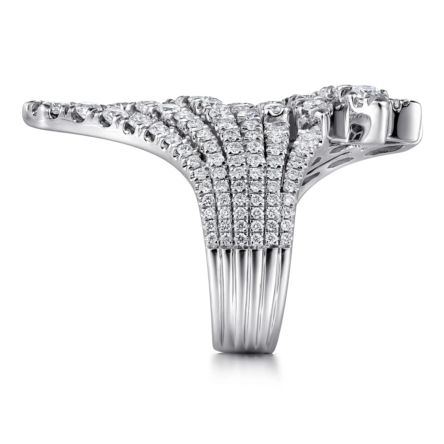 Dramatic Wide Band Diamond Fan Ring in 18K White Gold, photograph 4
