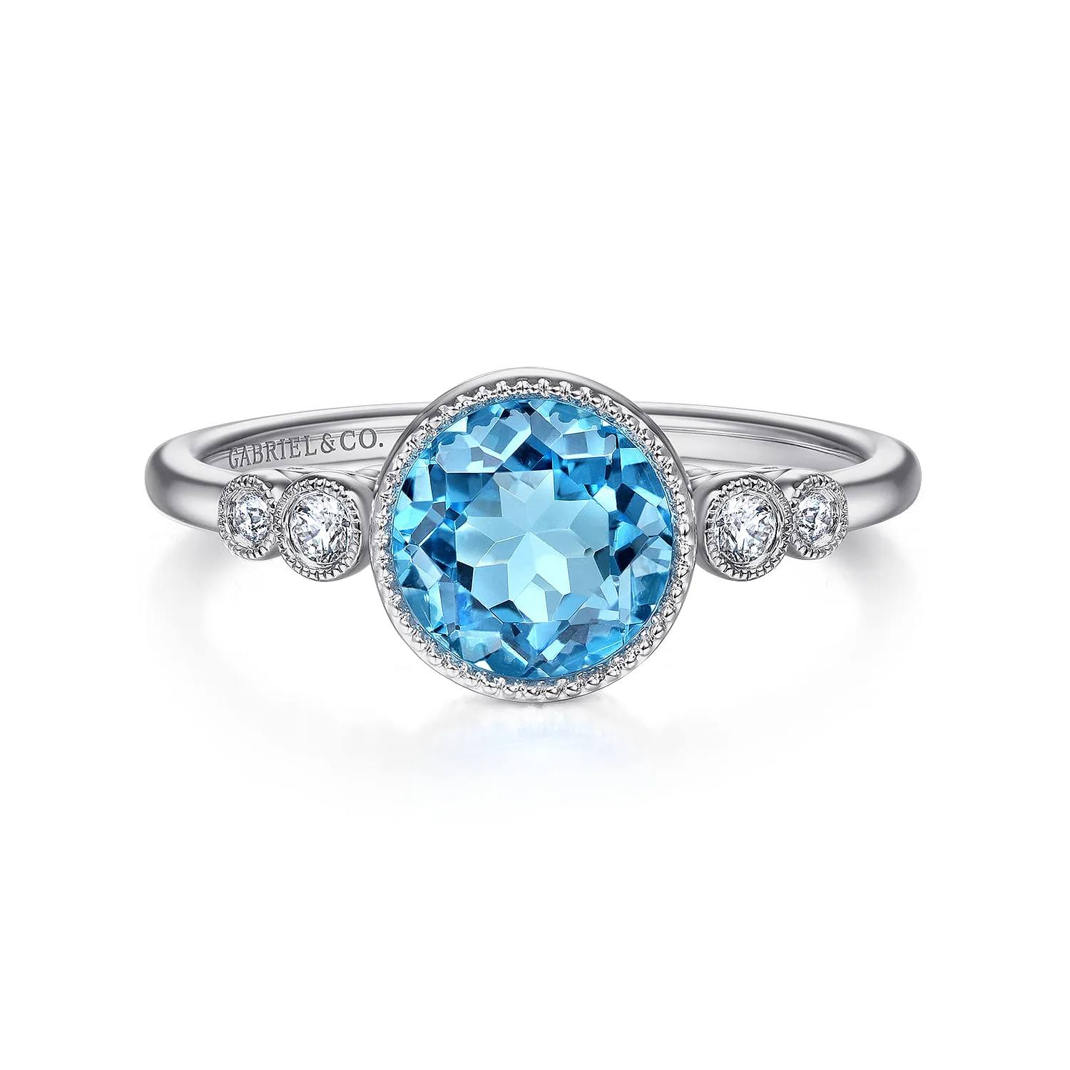 Blue Topaz and Diamond Promise Ring
