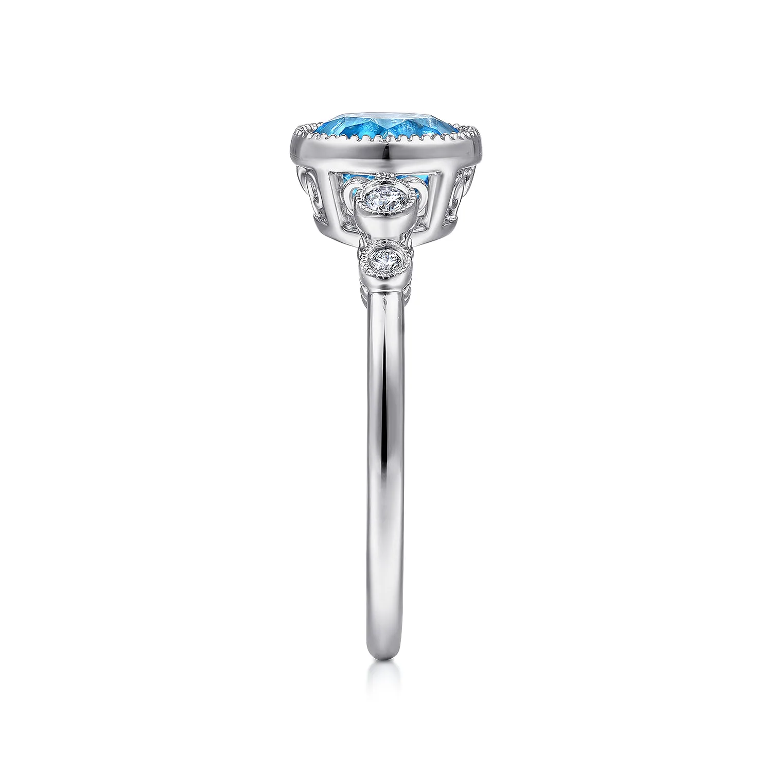 Blue Topaz and Diamond Promise Ring in 14K White Gold, photograph 4