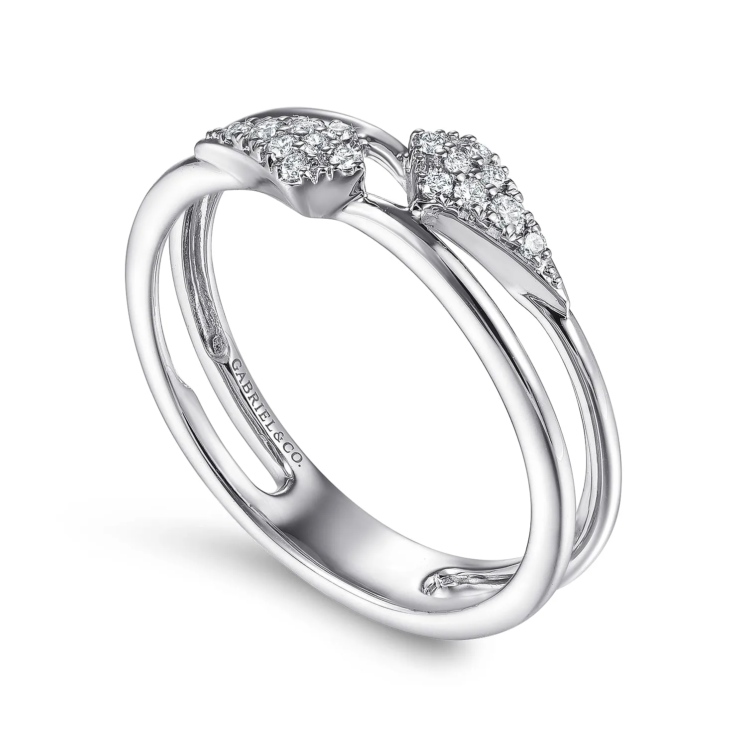 Spiked Diamond Stackable Ring in 14K White Gold, photograph 3