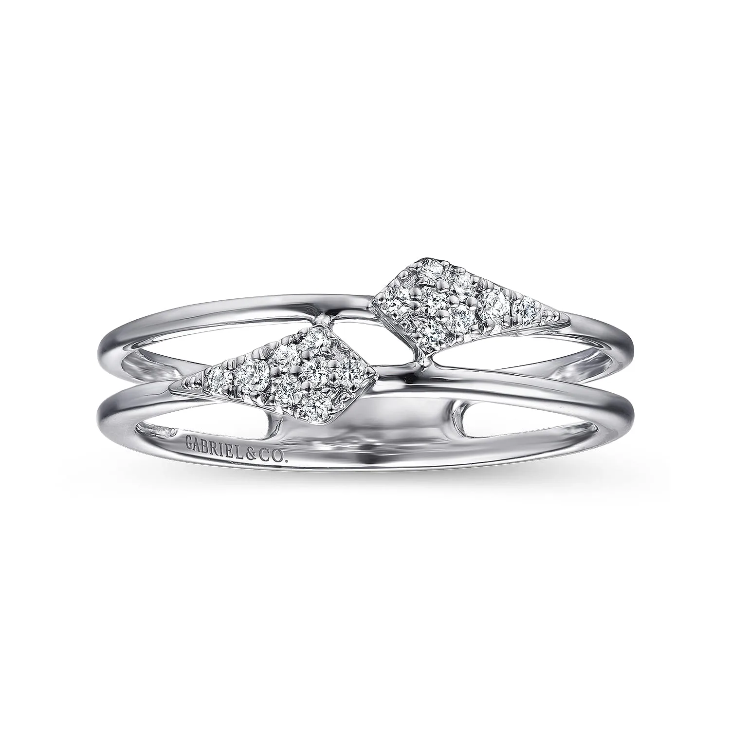 Spiked Diamond Stackable Ring in 14K White Gold, photograph 4
