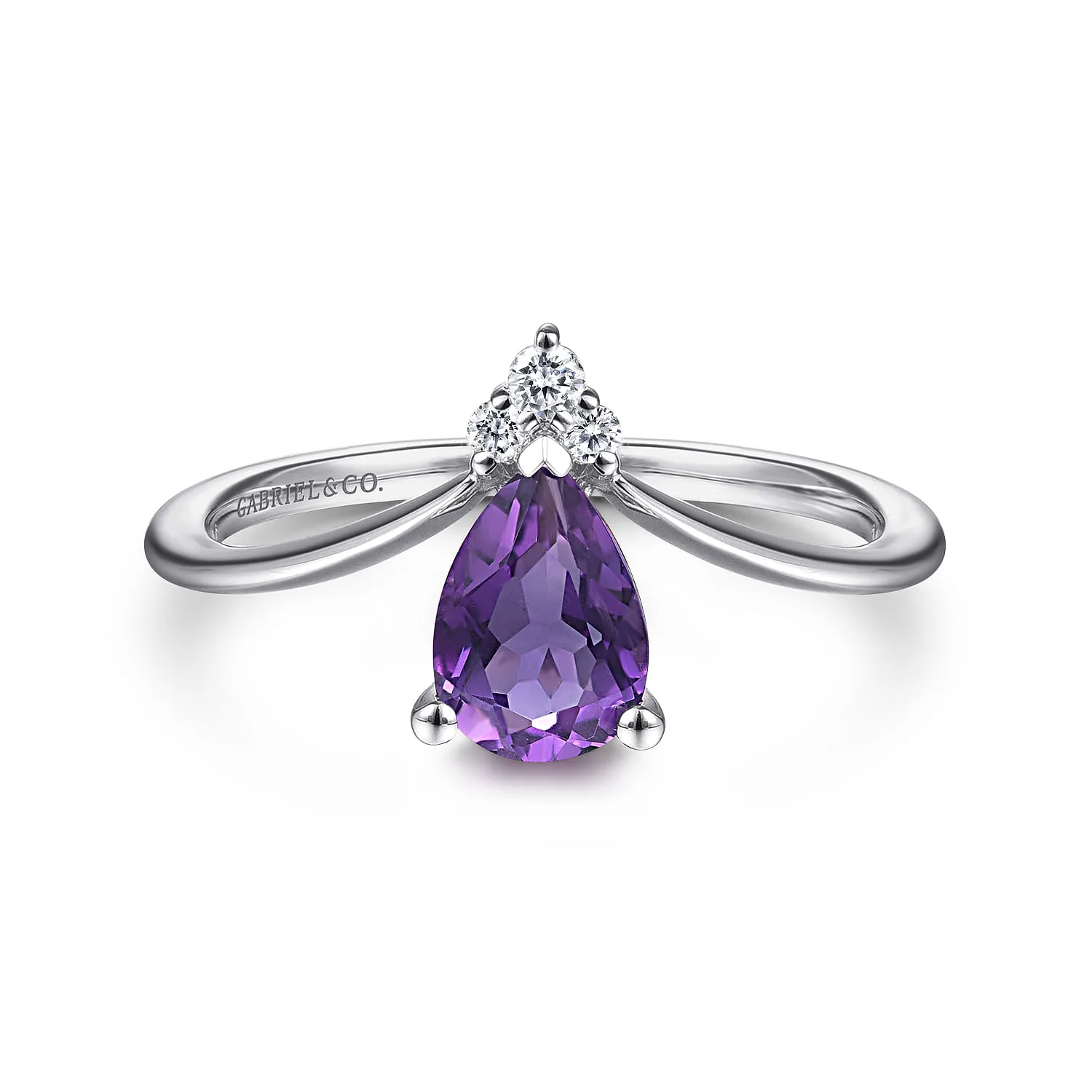 Amethyst Diamond Chevron Promise Ring