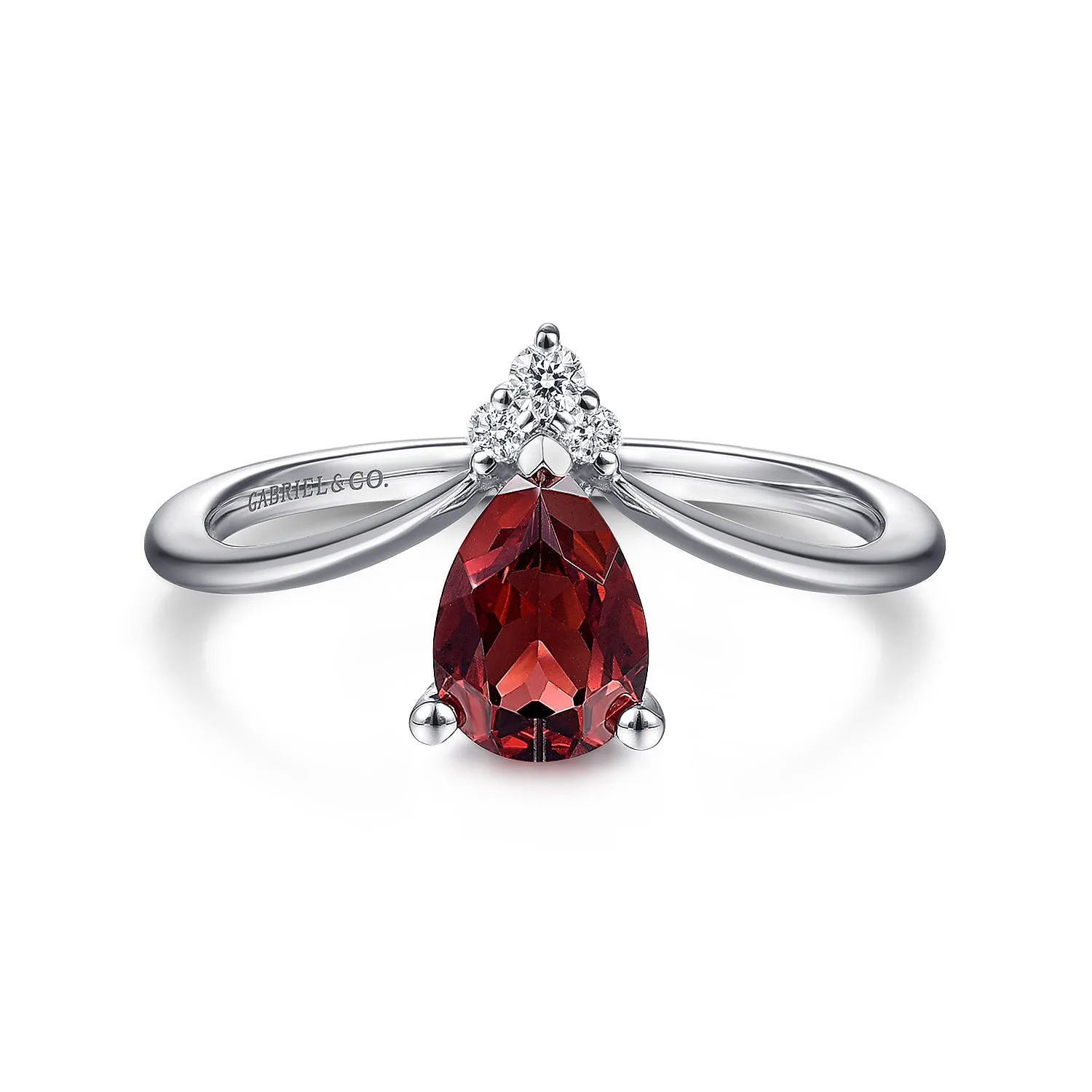 Garnet Diamond Chevron Promise Ring