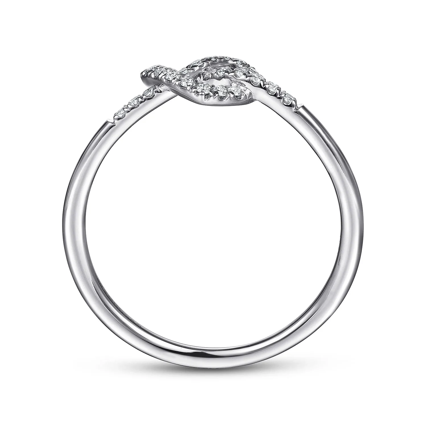 Diamond Pretzel Love Knot Promise Ring in 14K White Gold, photograph 2