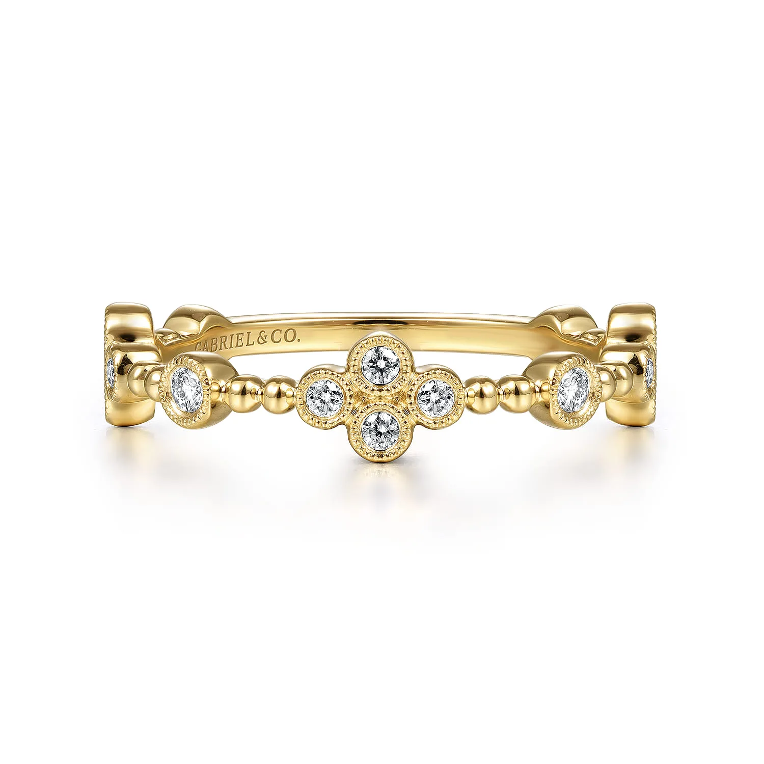 Bezel Set Diamond Quatrefoil Station Ring