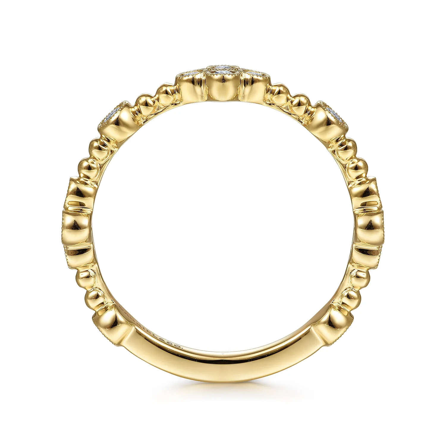 Bezel Set Diamond Quatrefoil Station Ring in 14K Yellow Gold, photograph 2