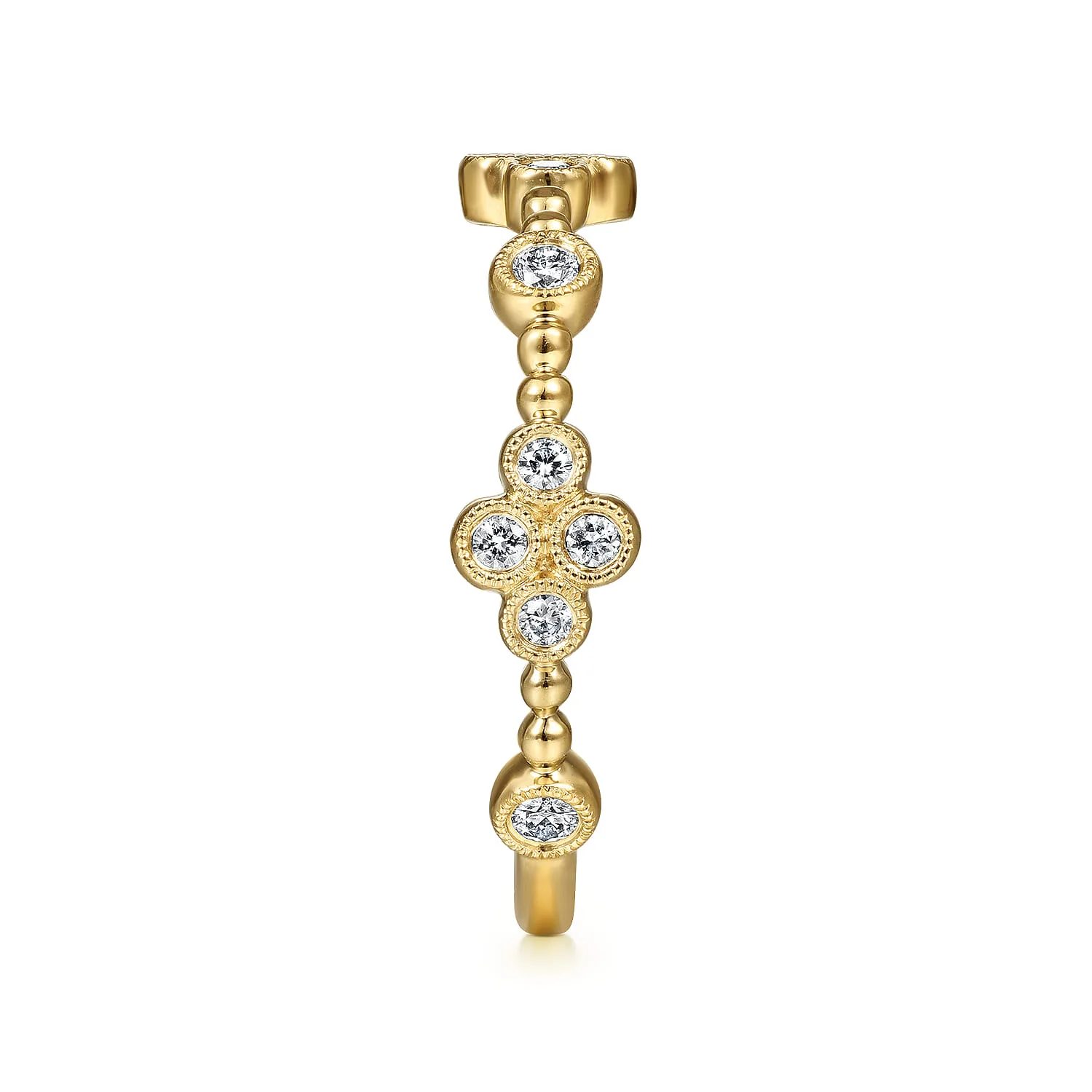 Bezel Set Diamond Quatrefoil Station Ring in 14K Yellow Gold, photograph 4