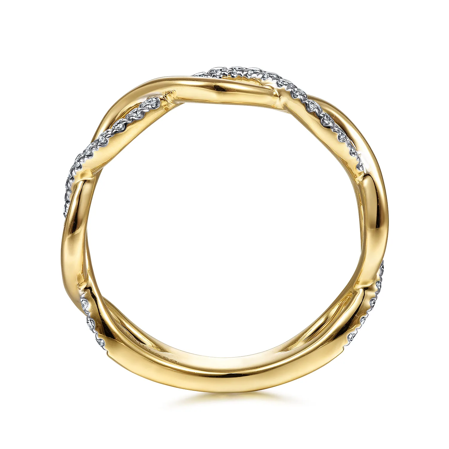 Twisted Diamond Stackable Ring in 14K Yellow Gold, photograph 2