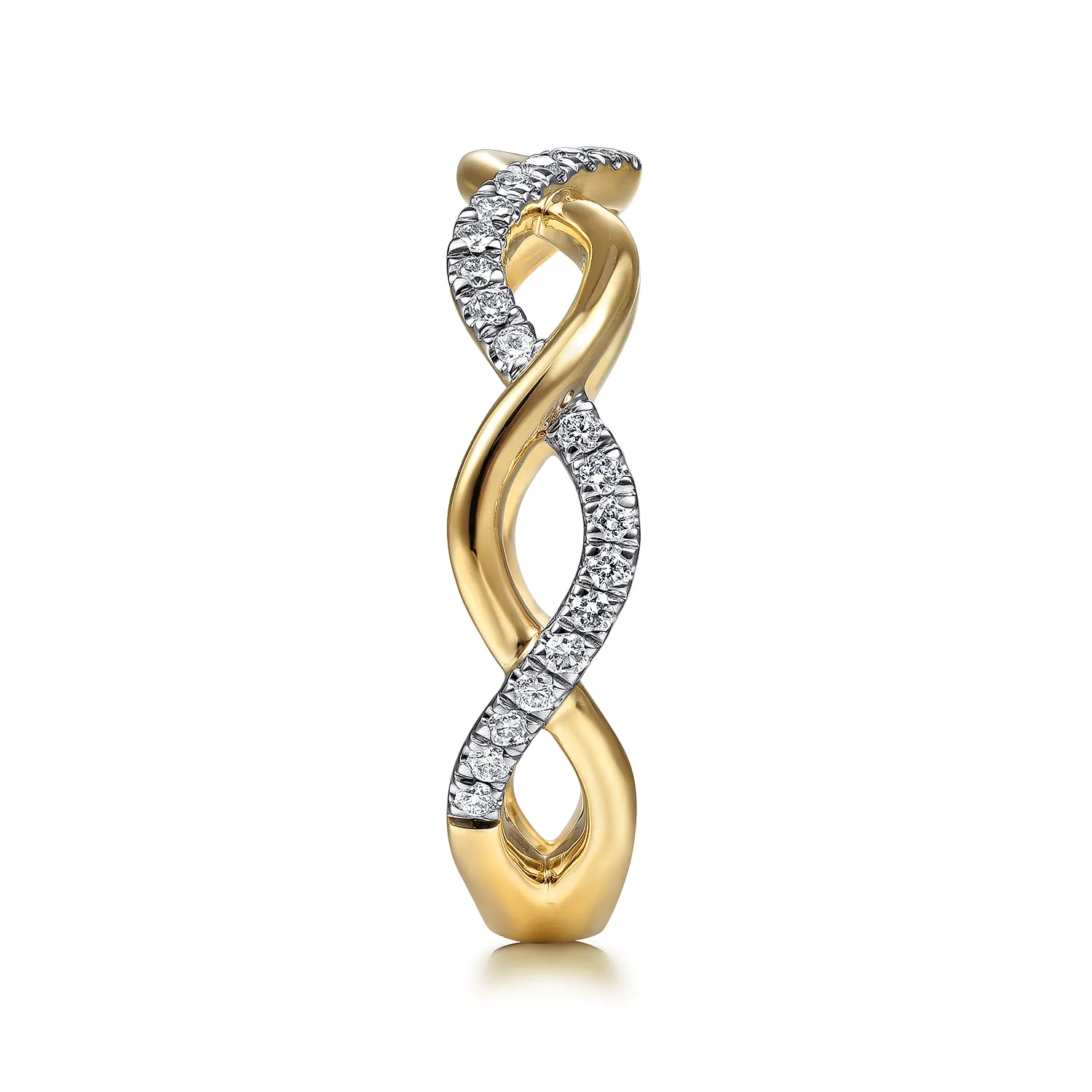Twisted Diamond Stackable Ring in 14K Yellow Gold, photograph 4
