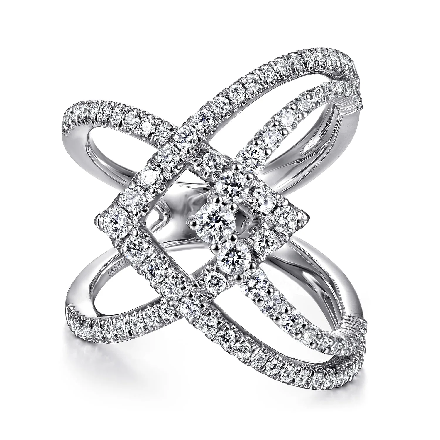 Wide Band Layered Diamond Ring