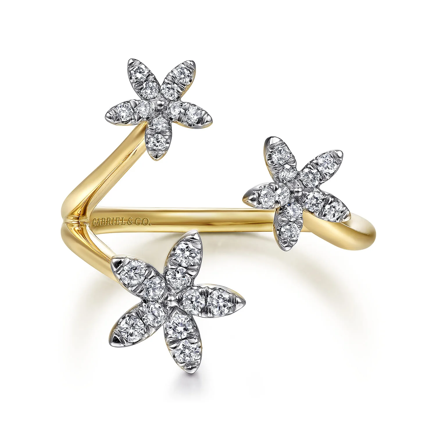Pave Diamond Floral Open Ring