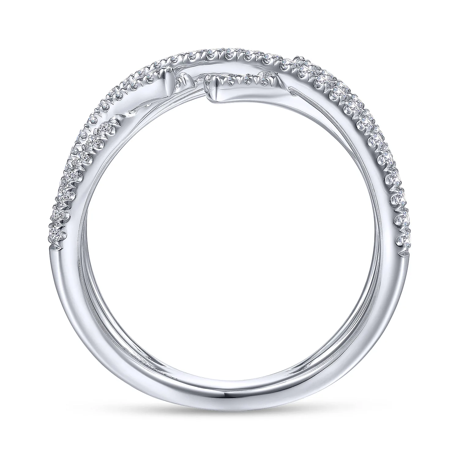 Criss Cross Pave Diamond Ring in 14K White Gold, photograph 2