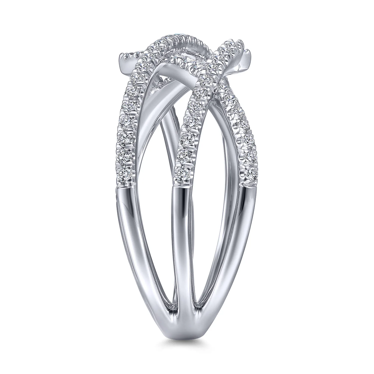 Criss Cross Pave Diamond Ring in 14K White Gold, photograph 4