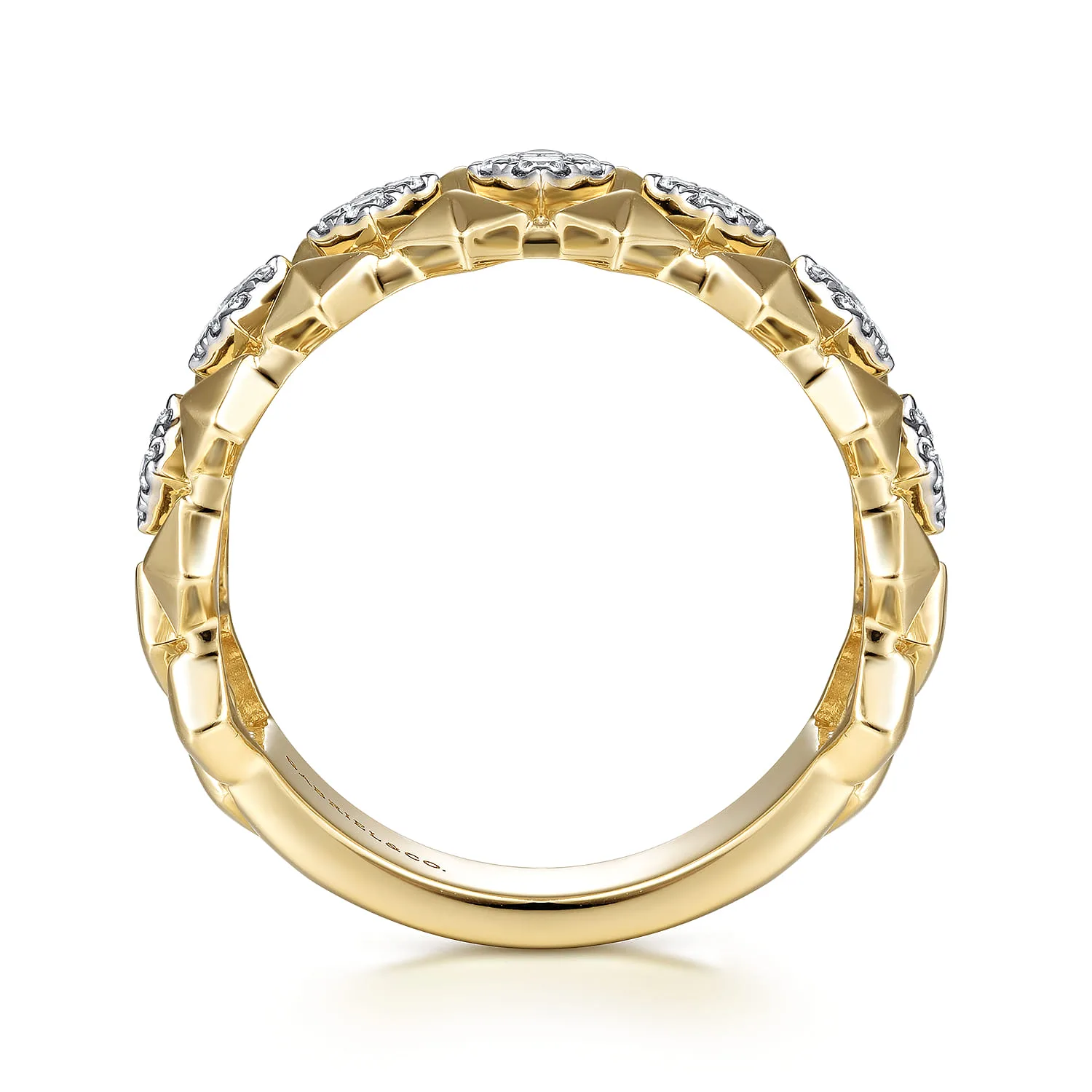 Geometric Diamond Station Grommet Ring in 14K Yellow Gold, photograph 2