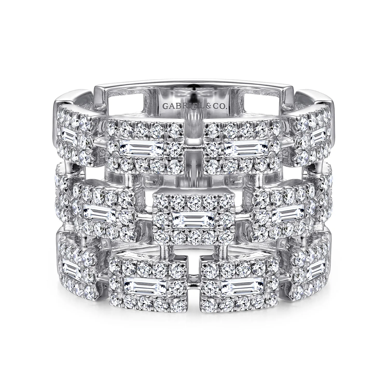 Layered Wide Band Diamond Ring