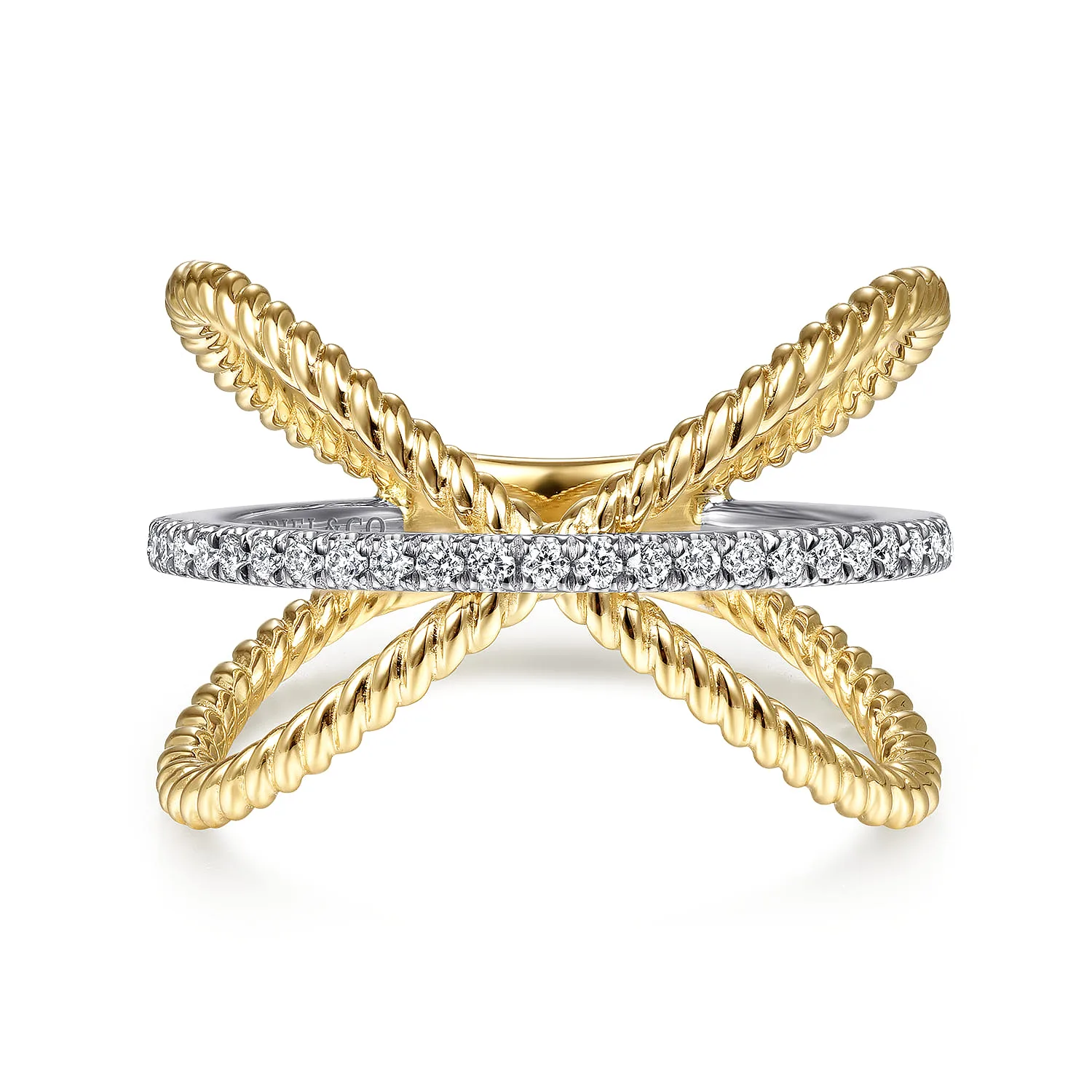 Twisted Criss Cross X Shaped Diamond Ring